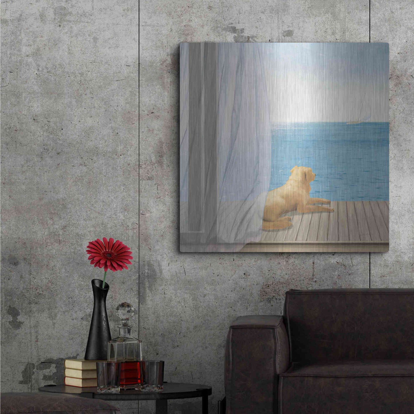 Luxe Metal Art 'Blue Breeze II' by James Wiens, Metal Wall Art,36x36