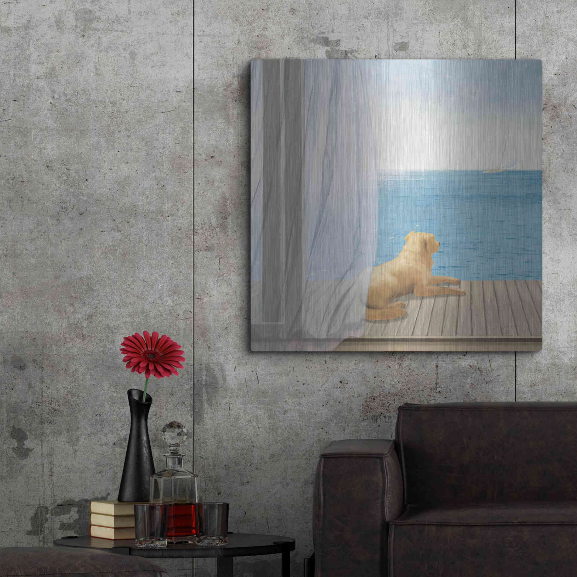 Luxe Metal Art 'Blue Breeze II' by James Wiens, Metal Wall Art,36x36