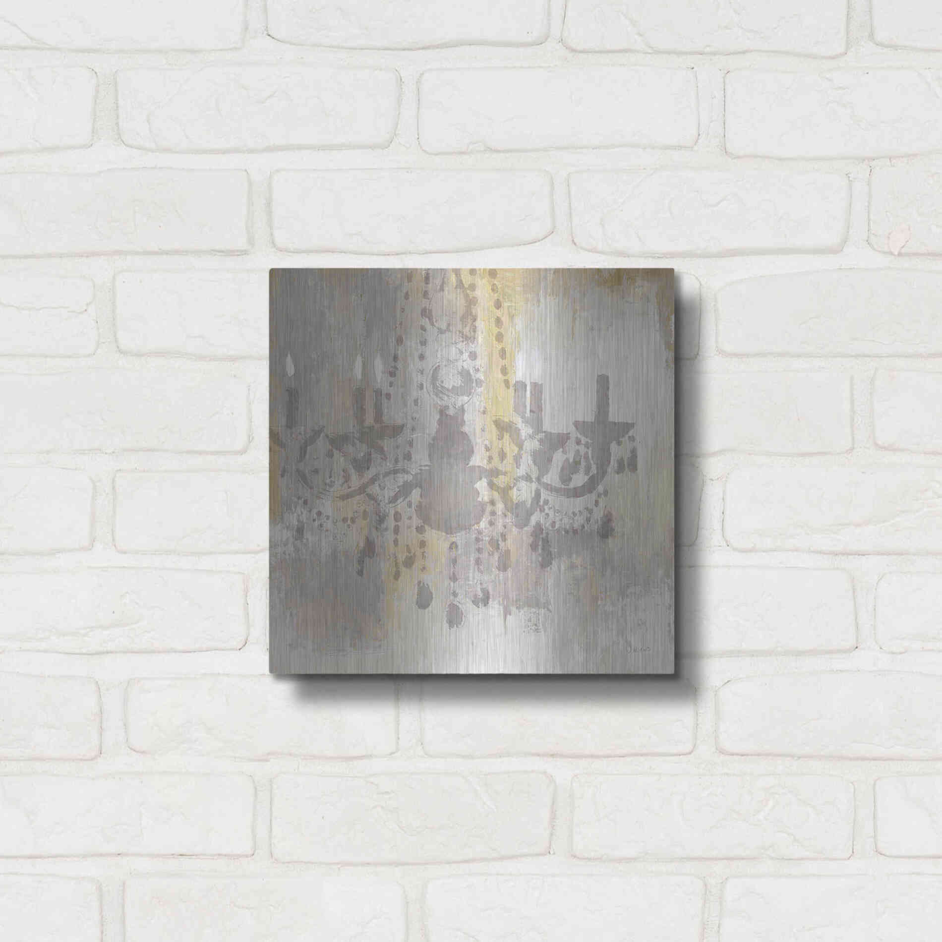 Luxe Metal Art 'Candelabra Gold I' by James Wiens, Metal Wall Art,12x12