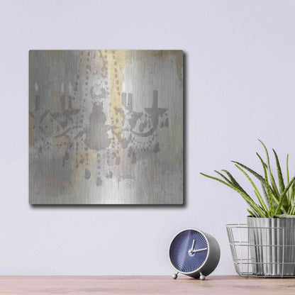 Luxe Metal Art 'Candelabra Gold I' by James Wiens, Metal Wall Art,12x12