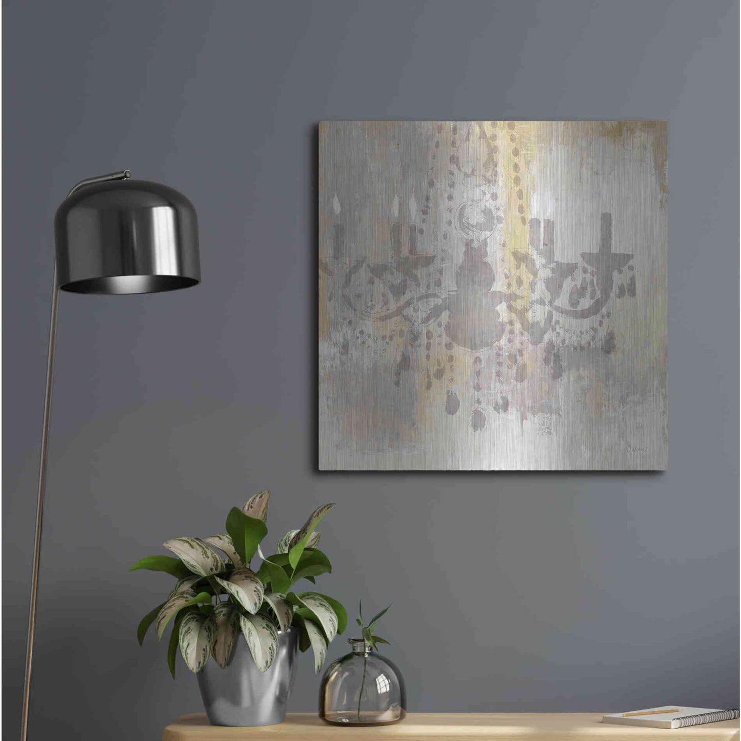Luxe Metal Art 'Candelabra Gold I' by James Wiens, Metal Wall Art,24x24