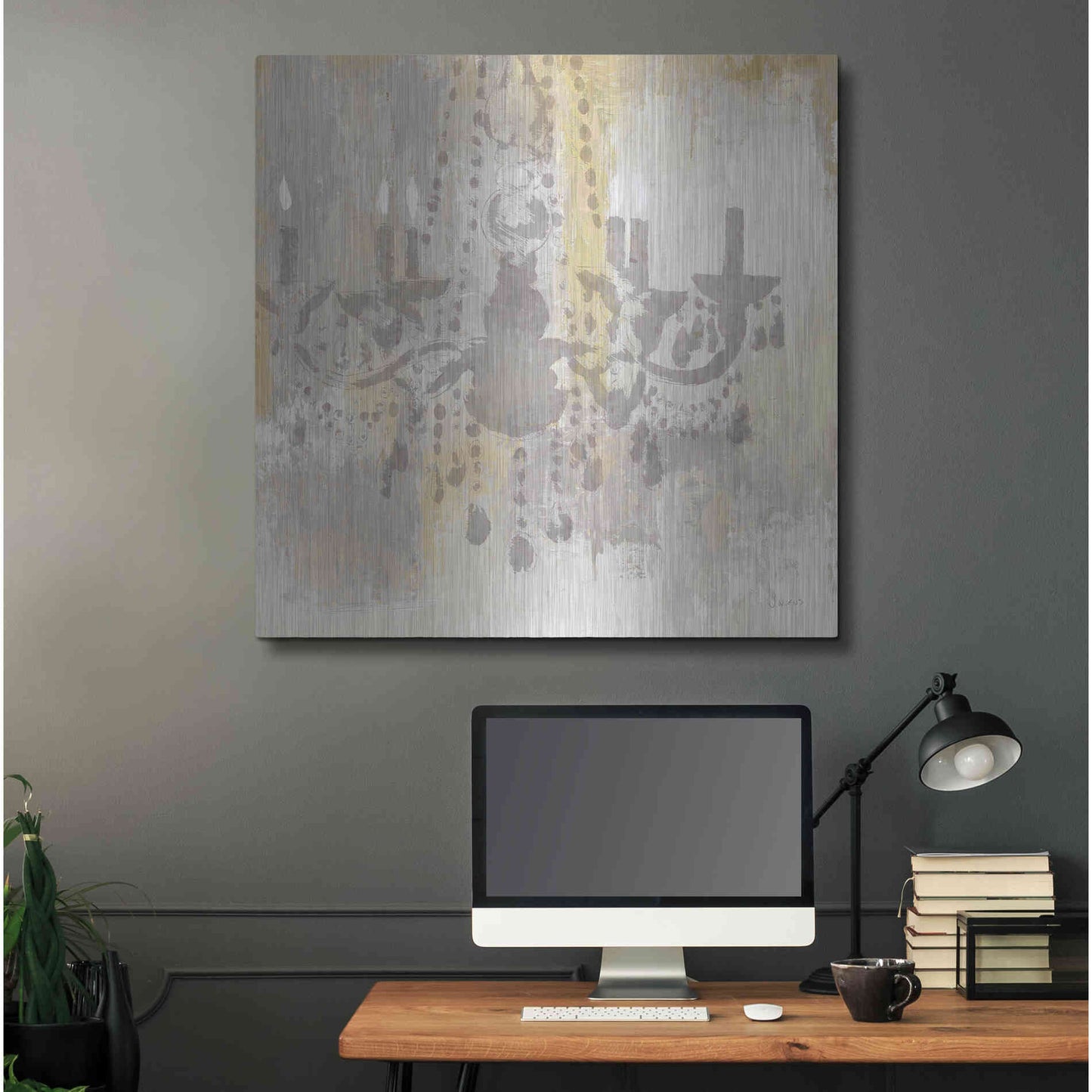 Luxe Metal Art 'Candelabra Gold I' by James Wiens, Metal Wall Art,36x36