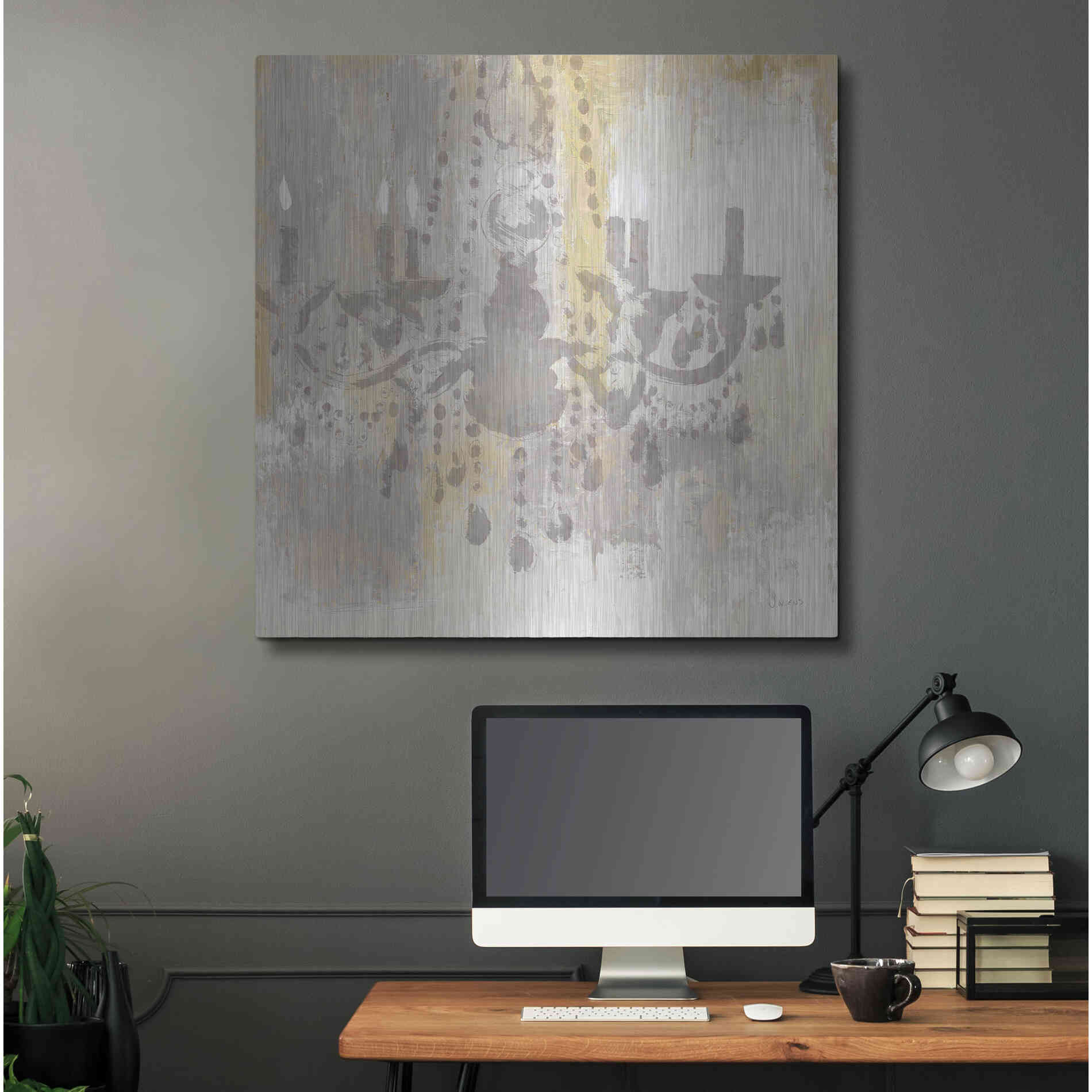 Luxe Metal Art 'Candelabra Gold I' by James Wiens, Metal Wall Art,36x36