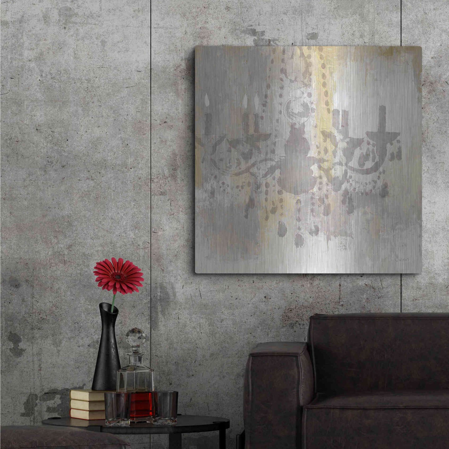 Luxe Metal Art 'Candelabra Gold I' by James Wiens, Metal Wall Art,36x36