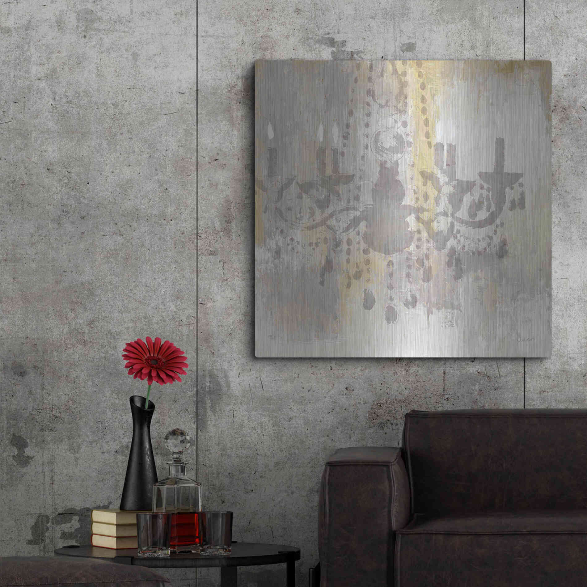 Luxe Metal Art 'Candelabra Gold I' by James Wiens, Metal Wall Art,36x36