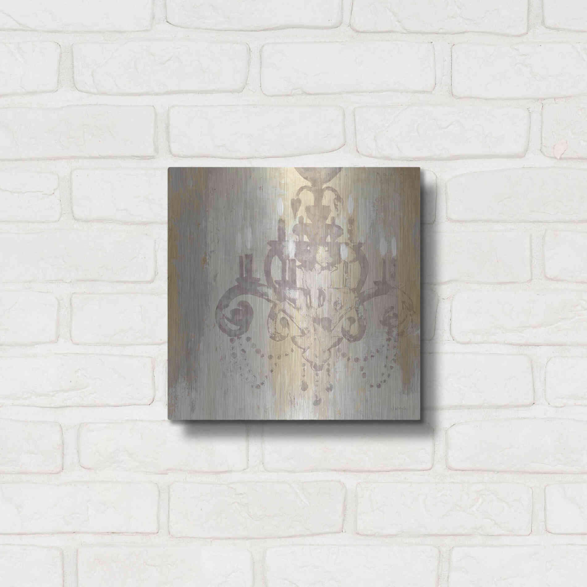 Luxe Metal Art 'Candelabra Gold II' by James Wiens, Metal Wall Art,12x12