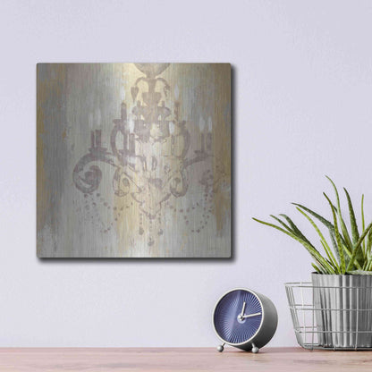 Luxe Metal Art 'Candelabra Gold II' by James Wiens, Metal Wall Art,12x12