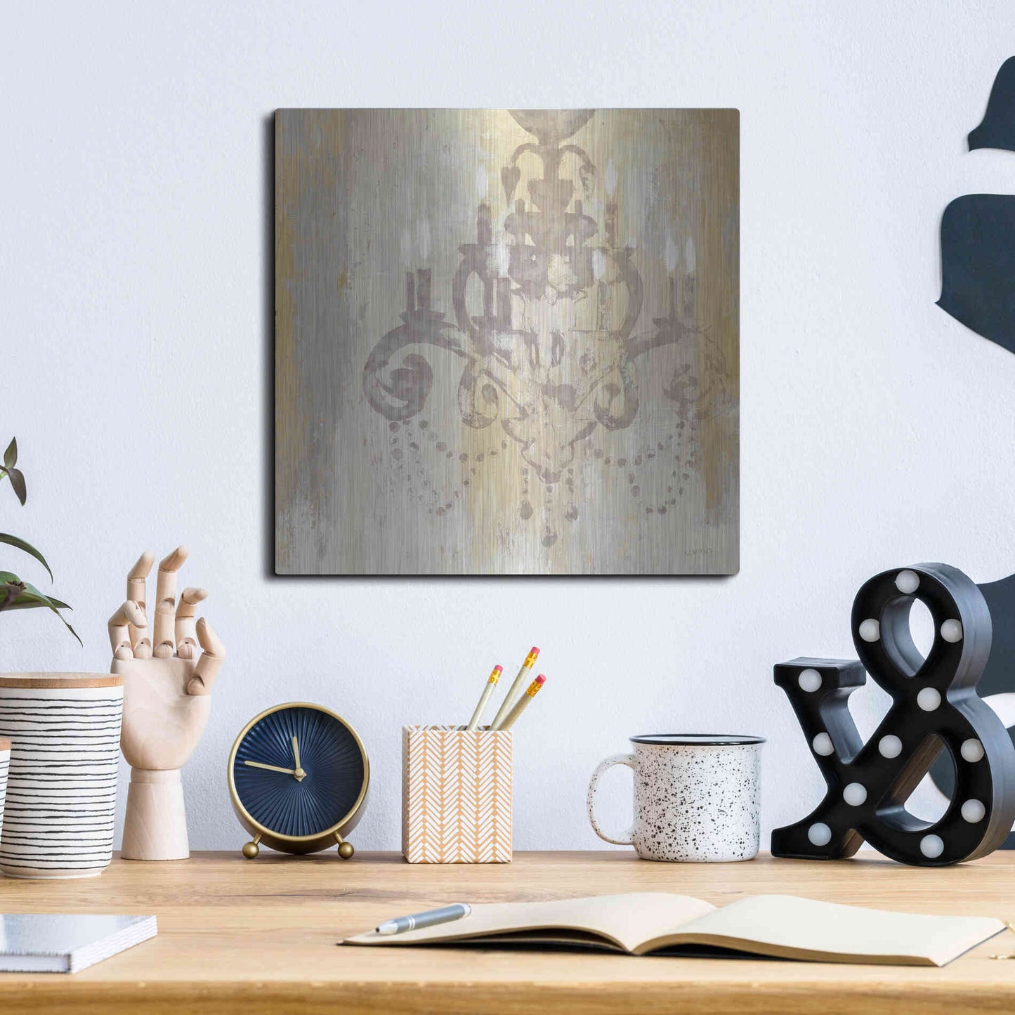 Luxe Metal Art 'Candelabra Gold II' by James Wiens, Metal Wall Art,12x12