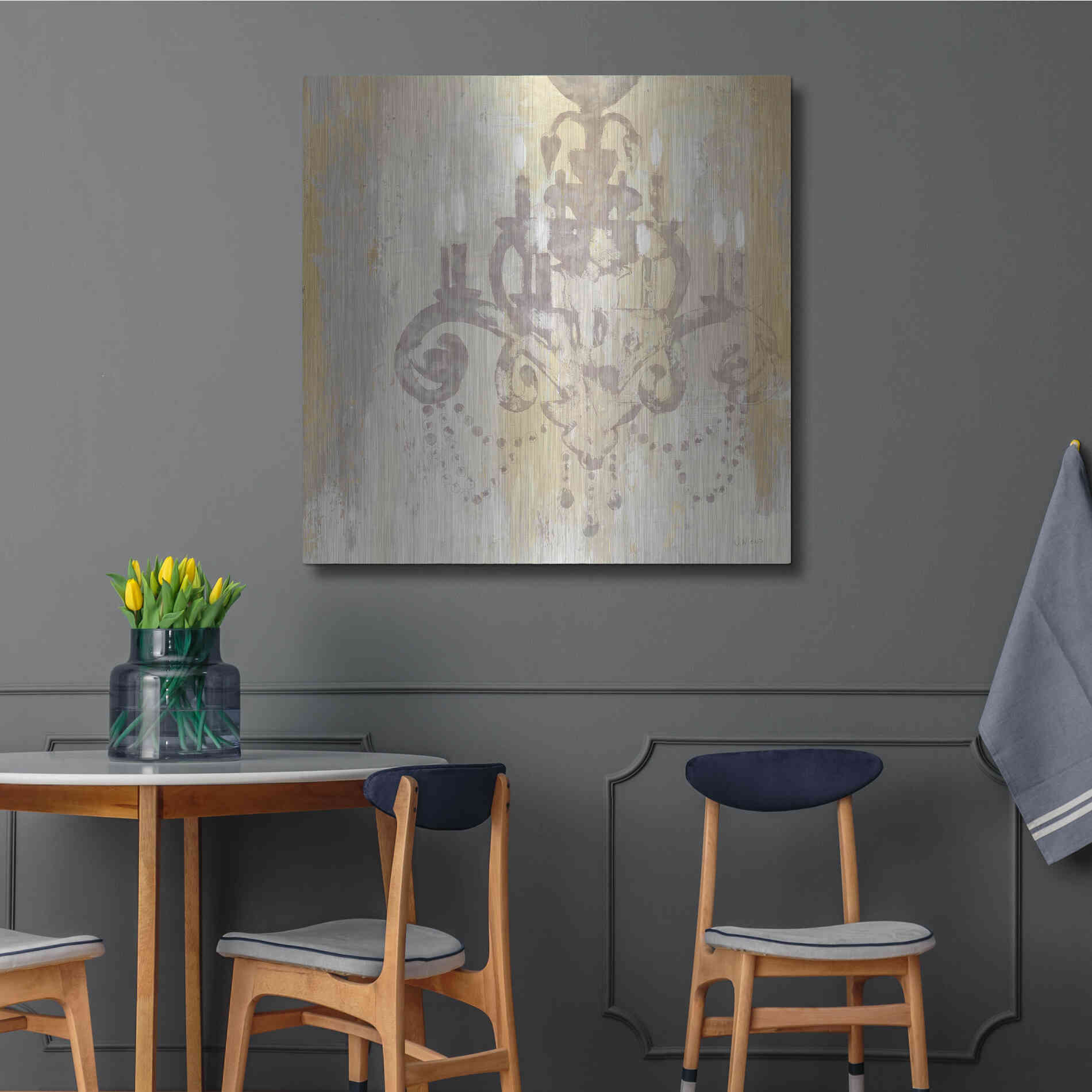 Luxe Metal Art 'Candelabra Gold II' by James Wiens, Metal Wall Art,36x36