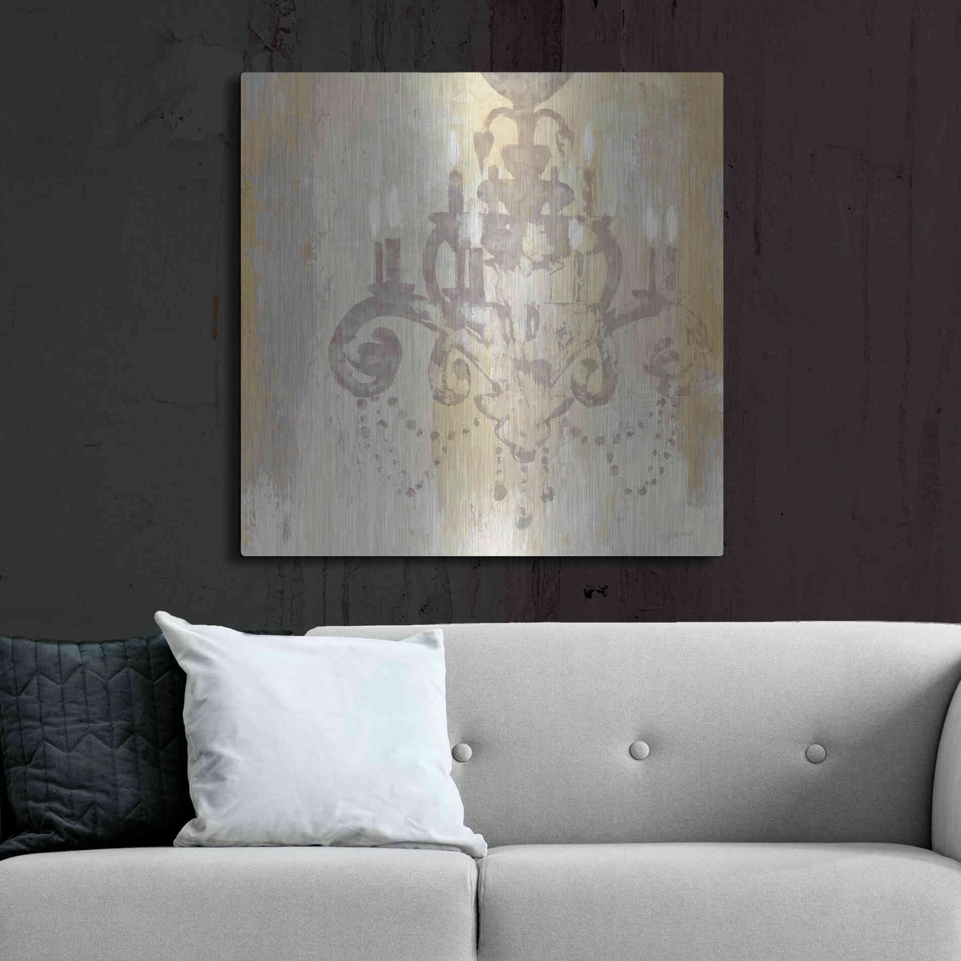 Luxe Metal Art 'Candelabra Gold II' by James Wiens, Metal Wall Art,36x36