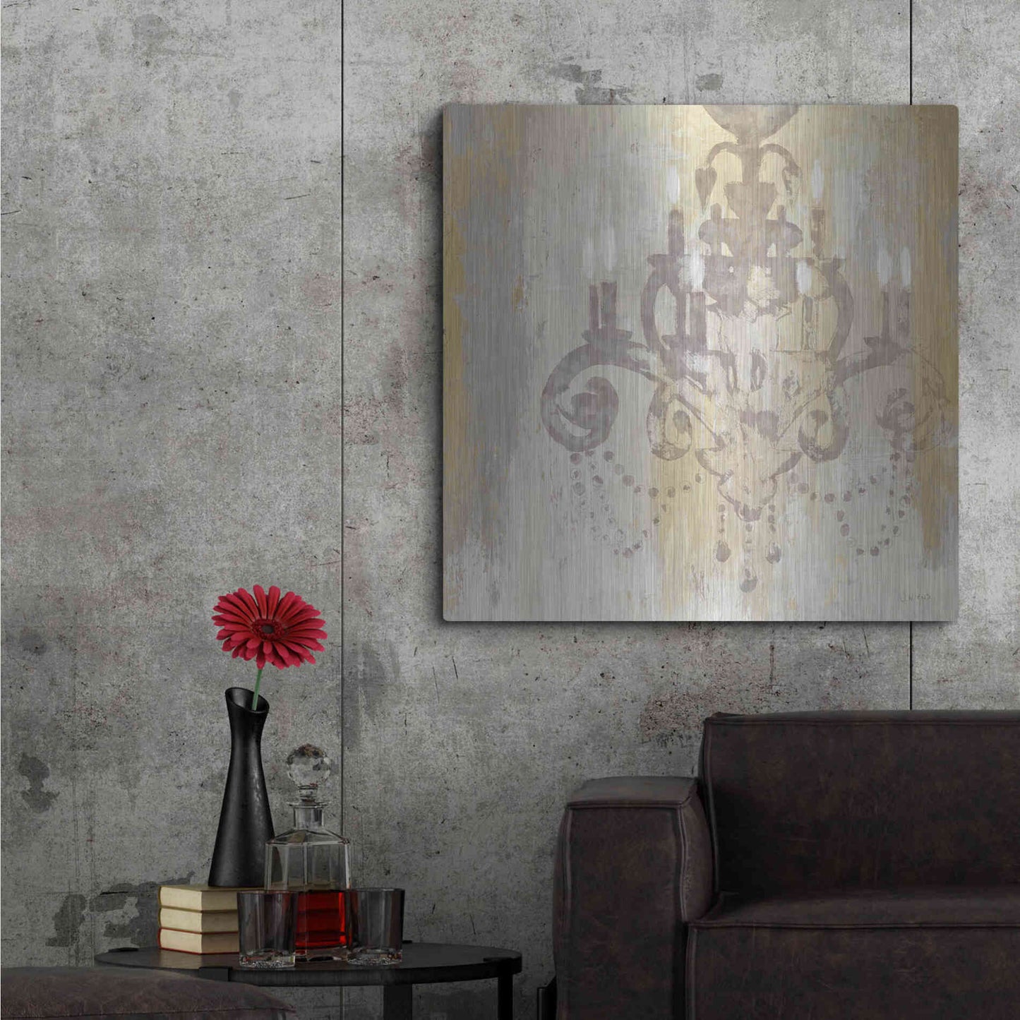 Luxe Metal Art 'Candelabra Gold II' by James Wiens, Metal Wall Art,36x36