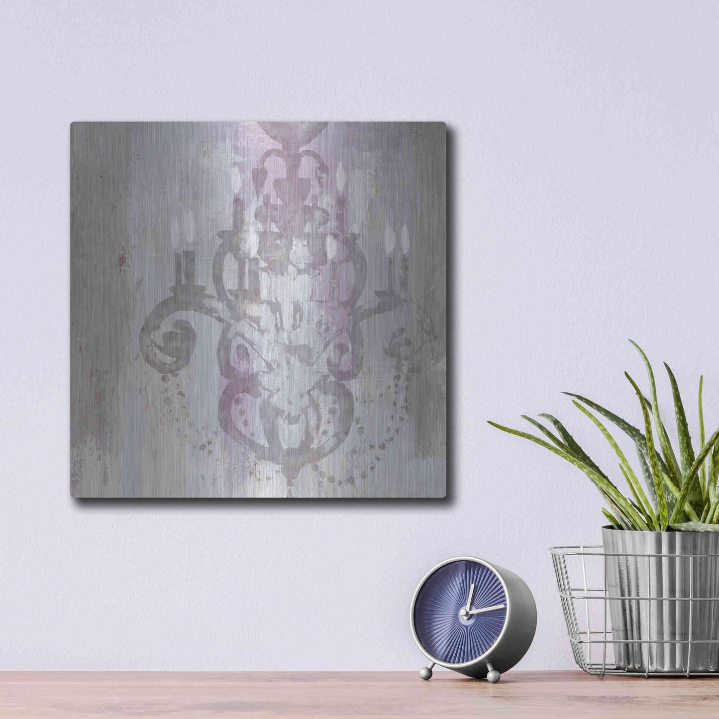 Luxe Metal Art 'Candelabra Orchid II' by James Wiens, Metal Wall Art,12x12