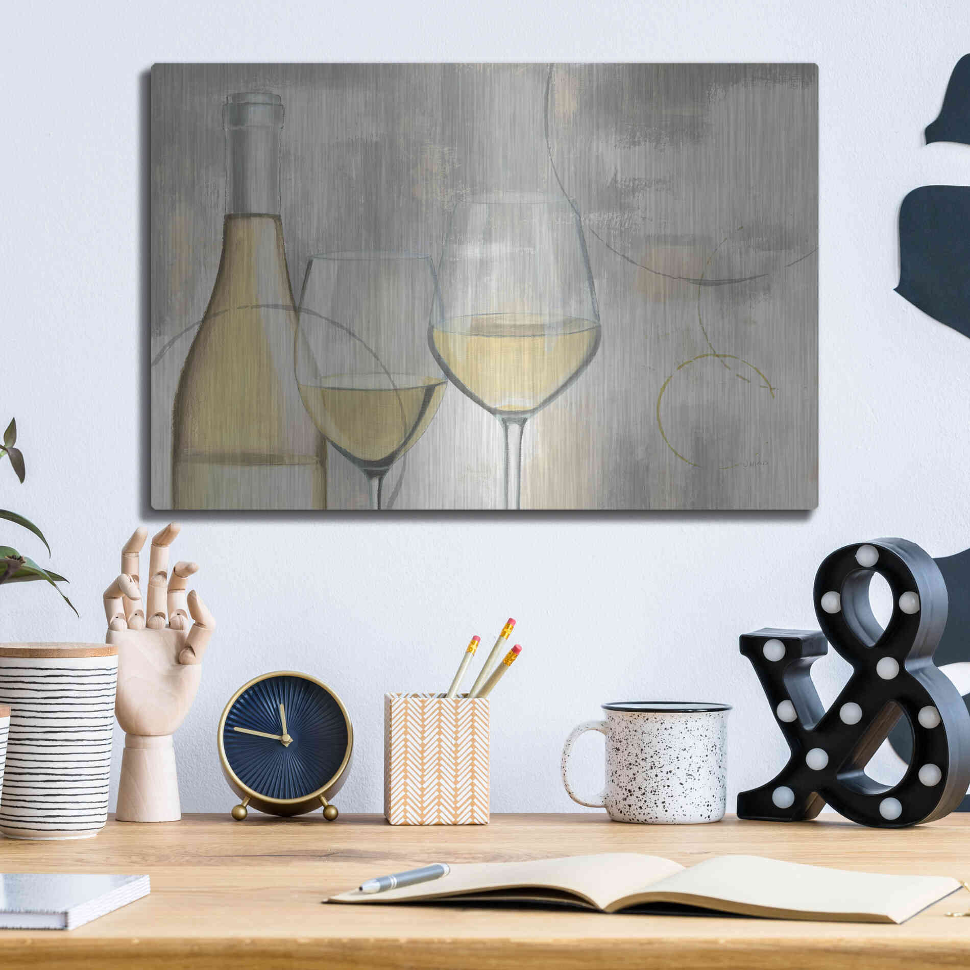 Luxe Metal Art 'Taste Appeal White I' by James Wiens, Metal Wall Art,16x12