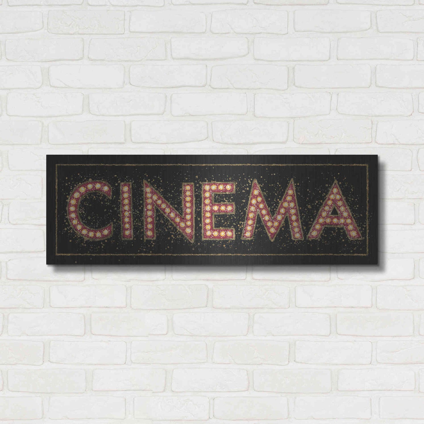 Luxe Metal Art 'Cinema Marquee' by James Wiens, Metal Wall Art,36x12