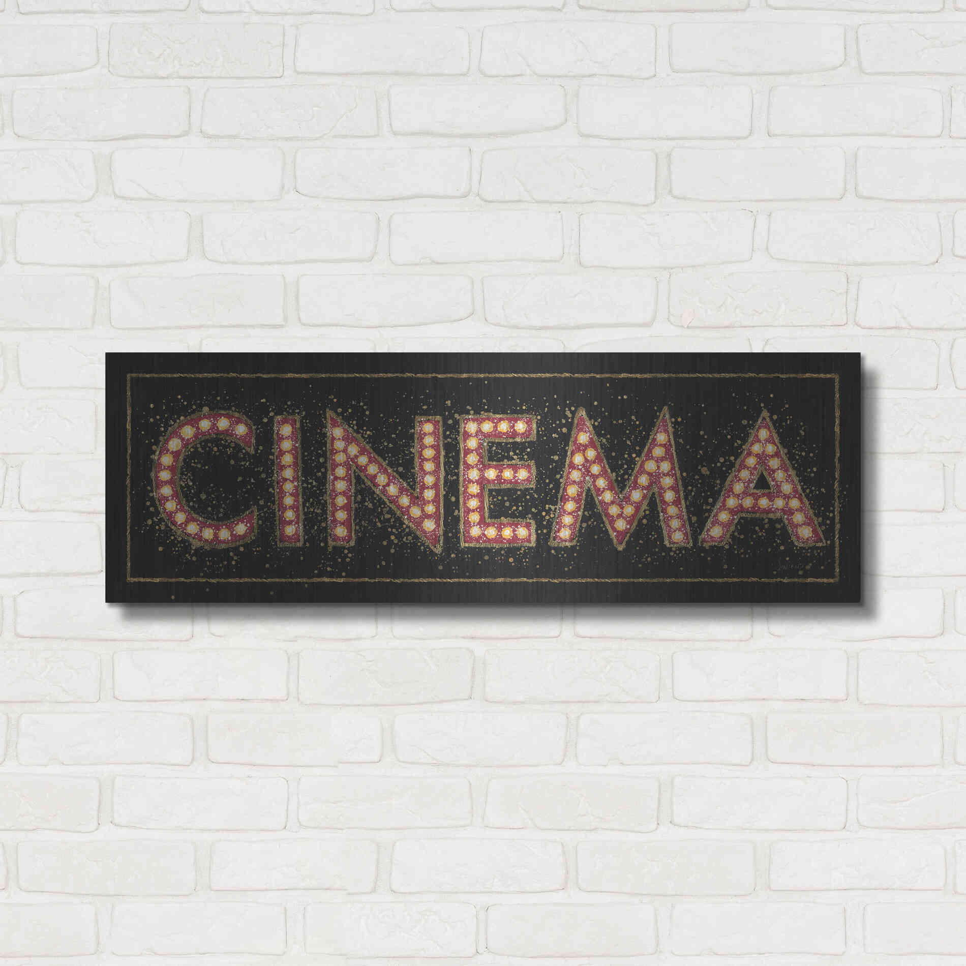 Luxe Metal Art 'Cinema Marquee' by James Wiens, Metal Wall Art,36x12