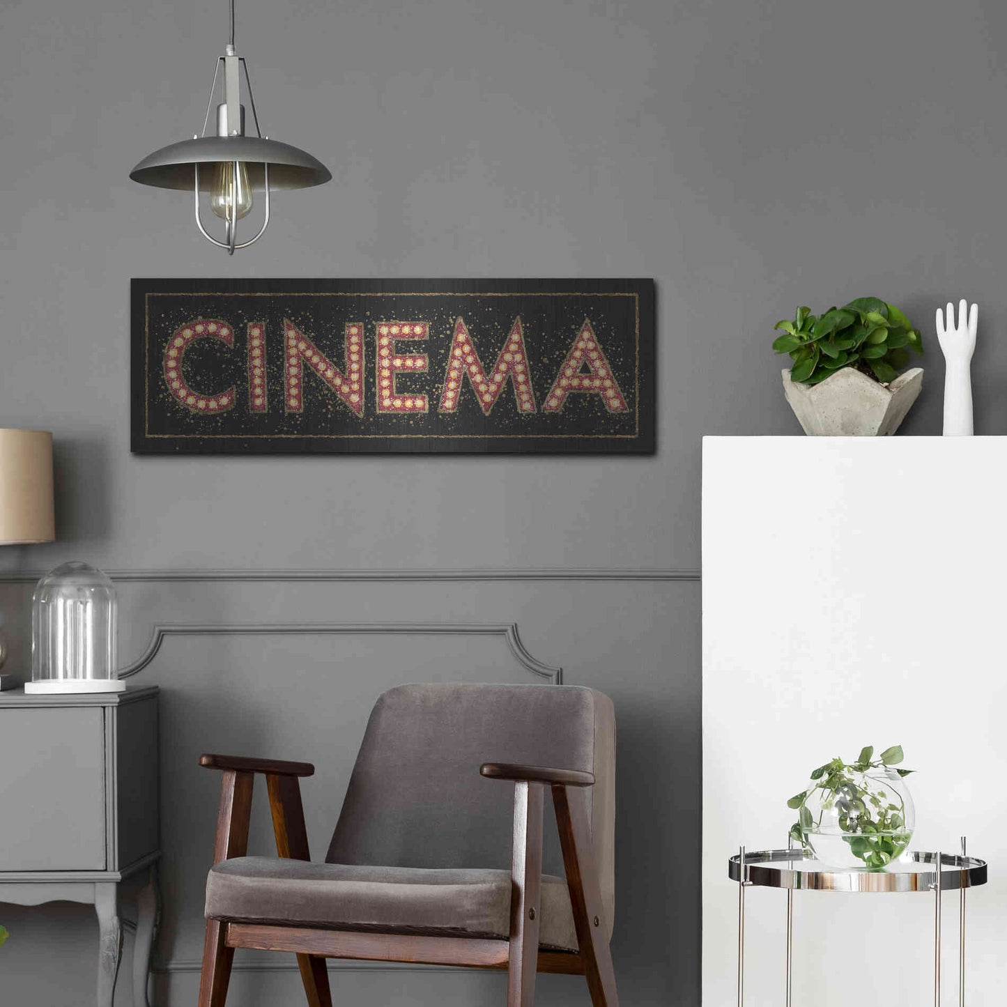Luxe Metal Art 'Cinema Marquee' by James Wiens, Metal Wall Art,36x12