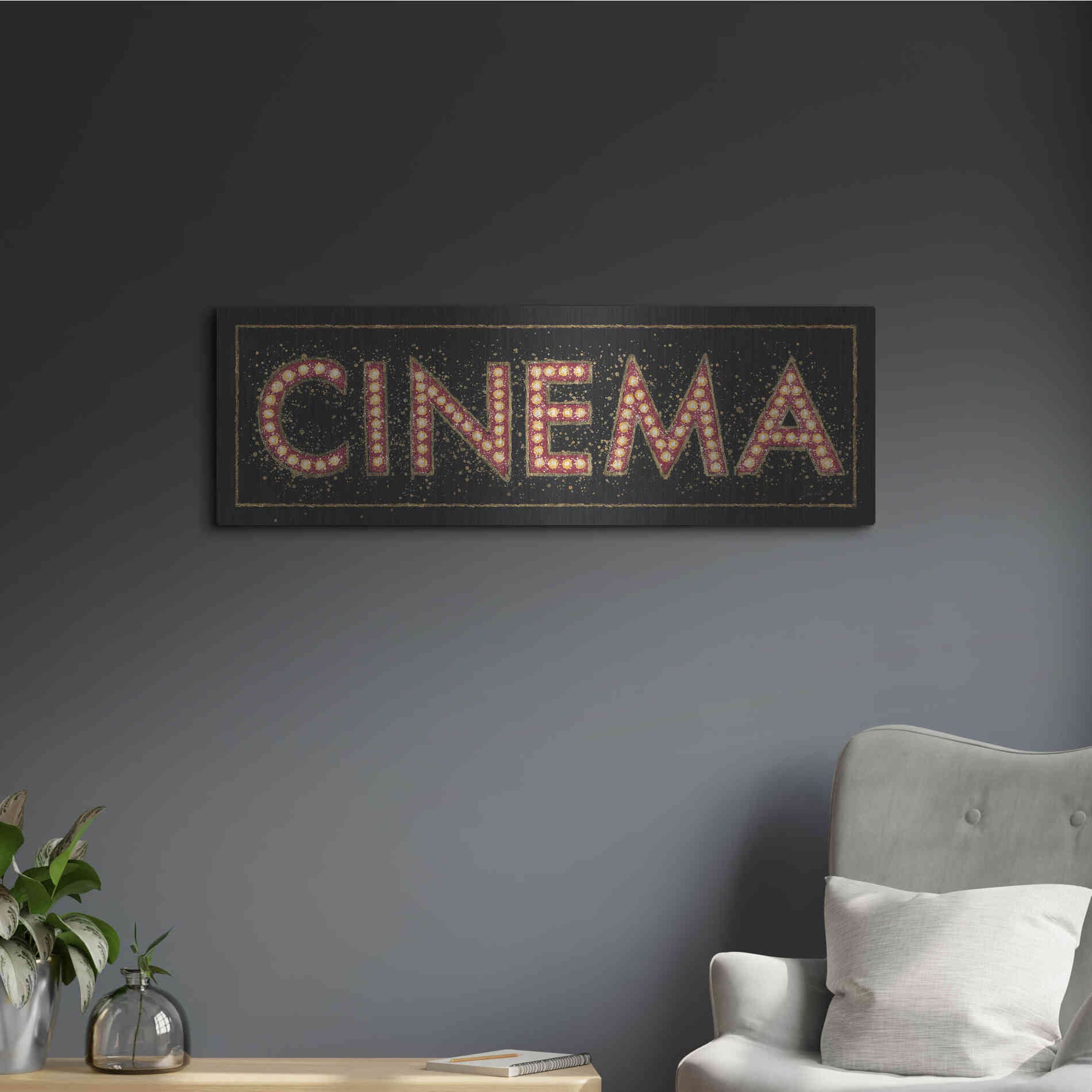 Luxe Metal Art 'Cinema Marquee' by James Wiens, Metal Wall Art,36x12