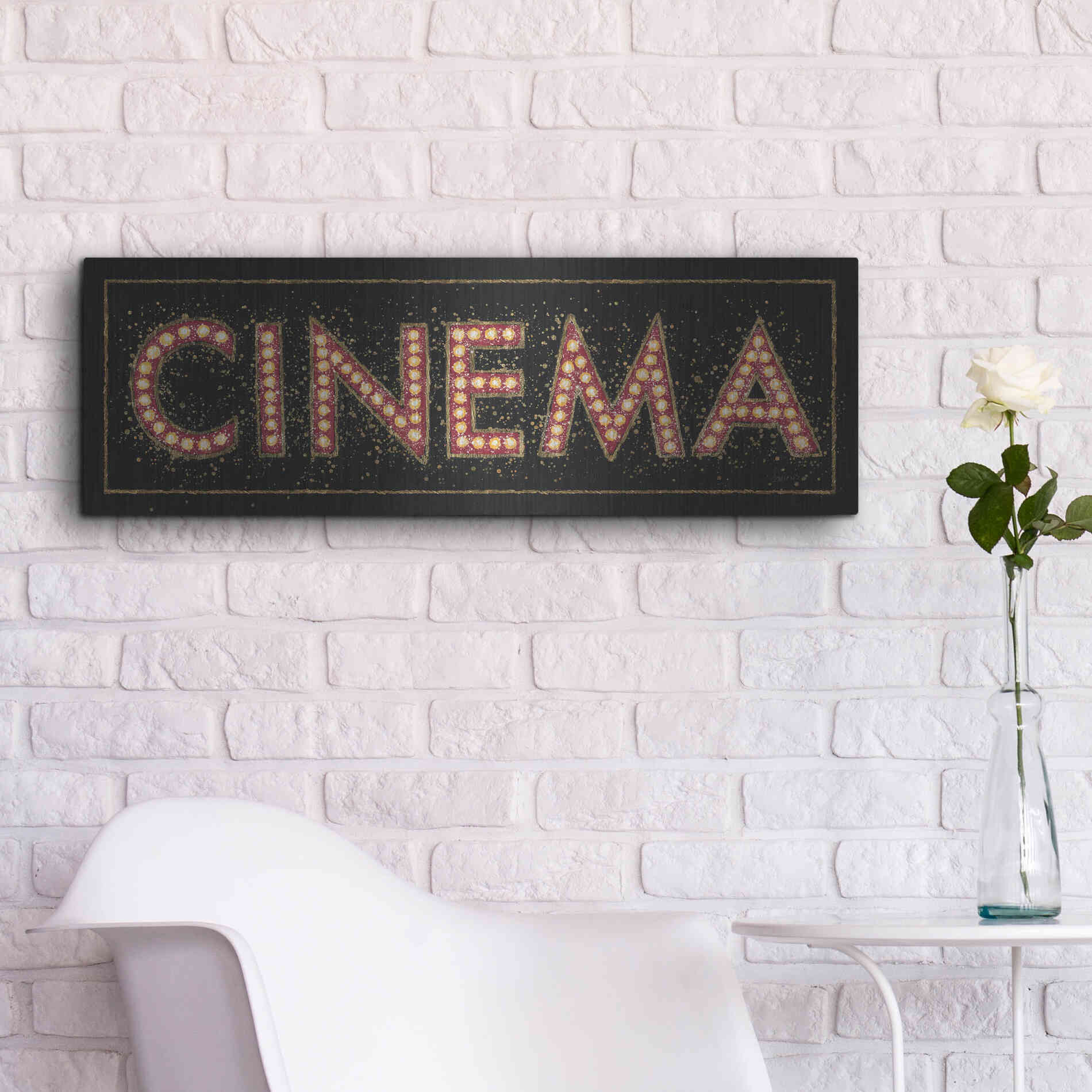 Luxe Metal Art 'Cinema Marquee' by James Wiens, Metal Wall Art,36x12