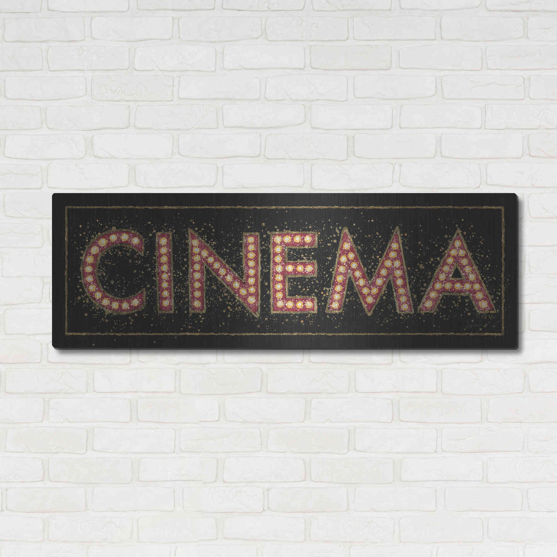 Luxe Metal Art 'Cinema Marquee' by James Wiens, Metal Wall Art,48x16