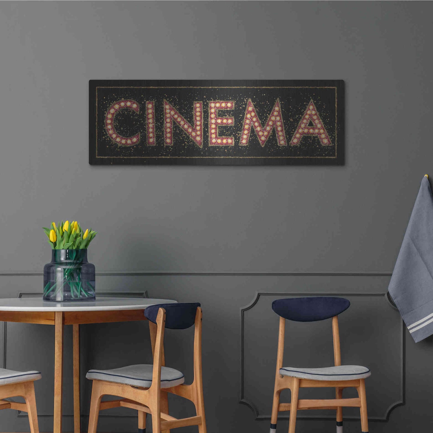 Luxe Metal Art 'Cinema Marquee' by James Wiens, Metal Wall Art,48x16