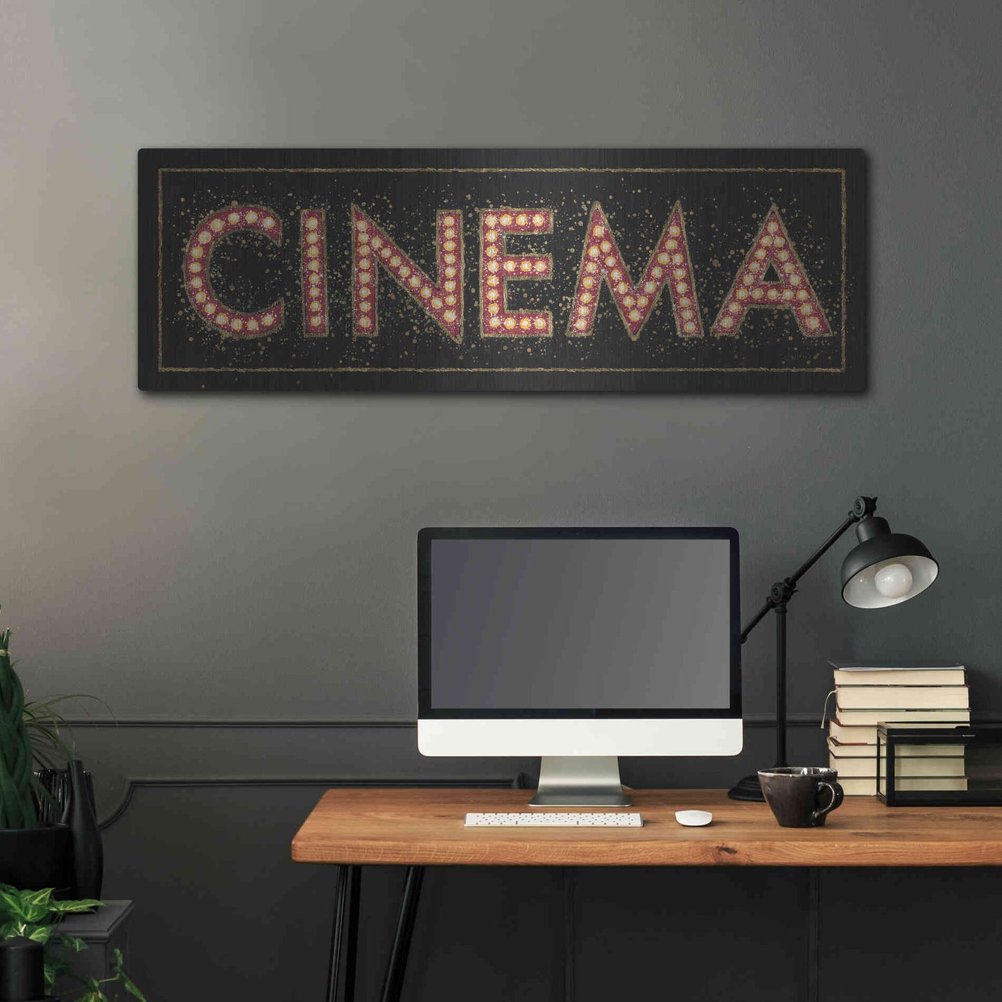 Luxe Metal Art 'Cinema Marquee' by James Wiens, Metal Wall Art,48x16