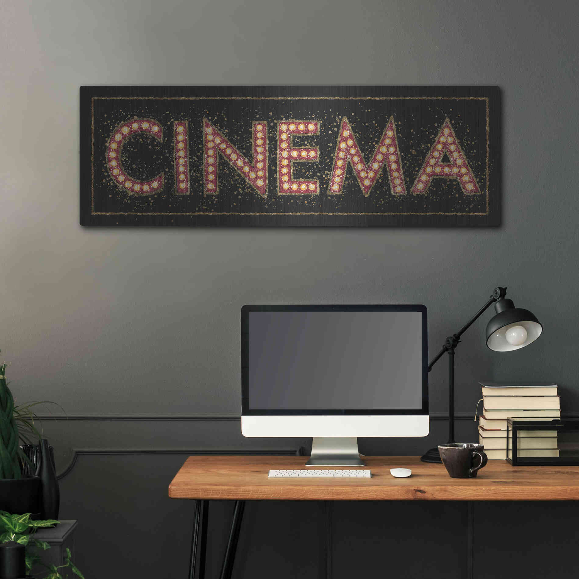 Luxe Metal Art 'Cinema Marquee' by James Wiens, Metal Wall Art,48x16