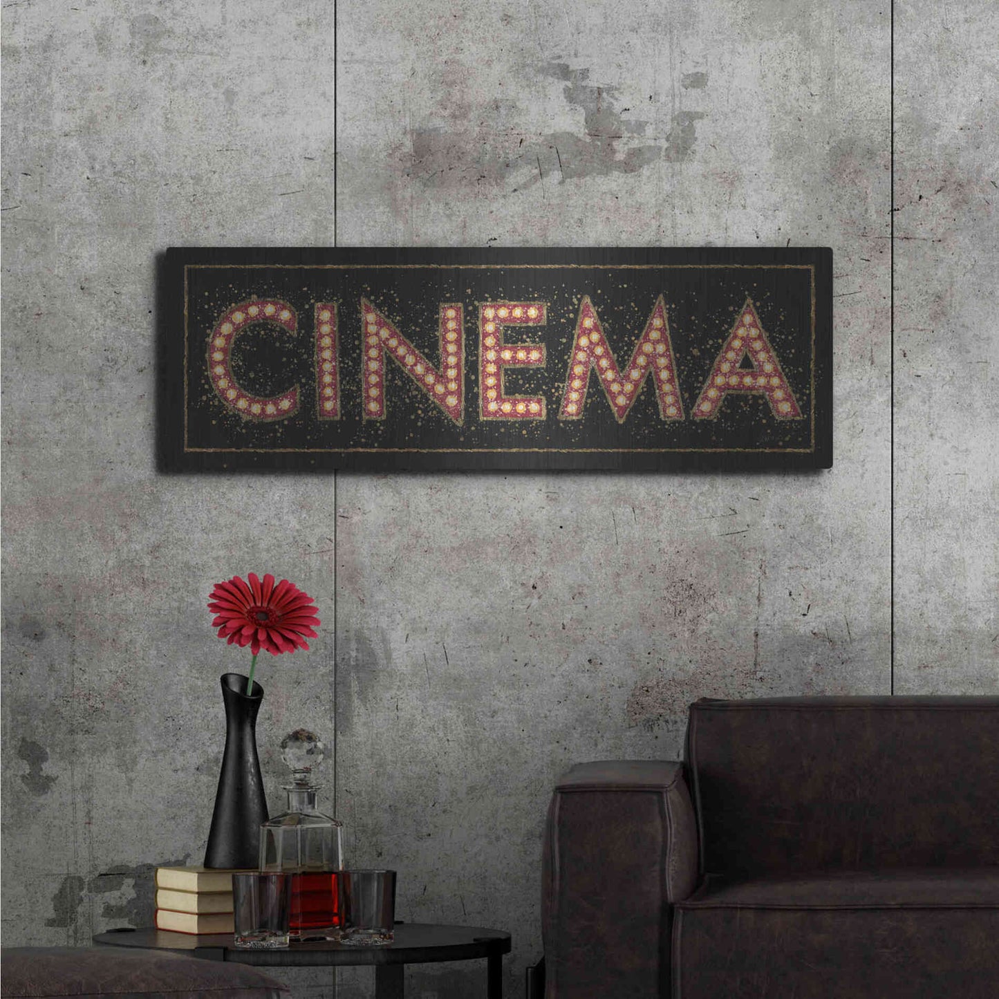 Luxe Metal Art 'Cinema Marquee' by James Wiens, Metal Wall Art,48x16