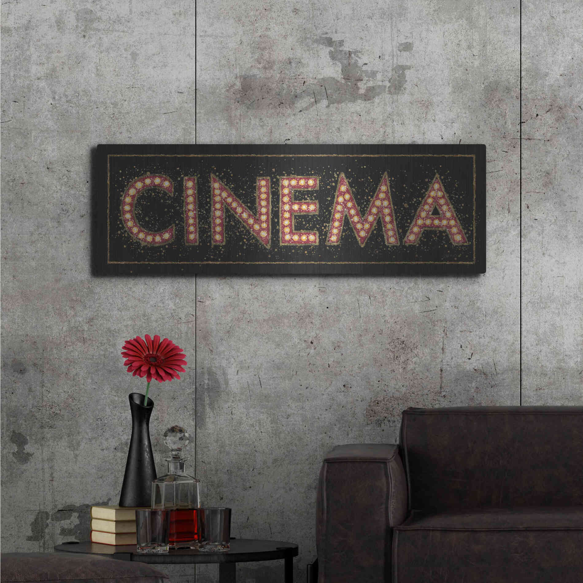 Luxe Metal Art 'Cinema Marquee' by James Wiens, Metal Wall Art,48x16