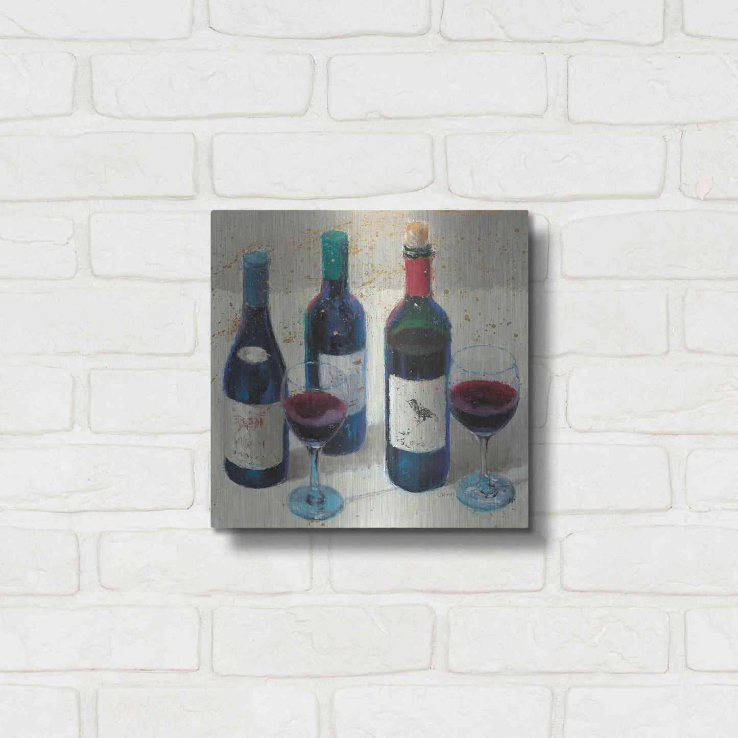 Luxe Metal Art 'Wine Bouquet Light' by James Wiens, Metal Wall Art,12x12