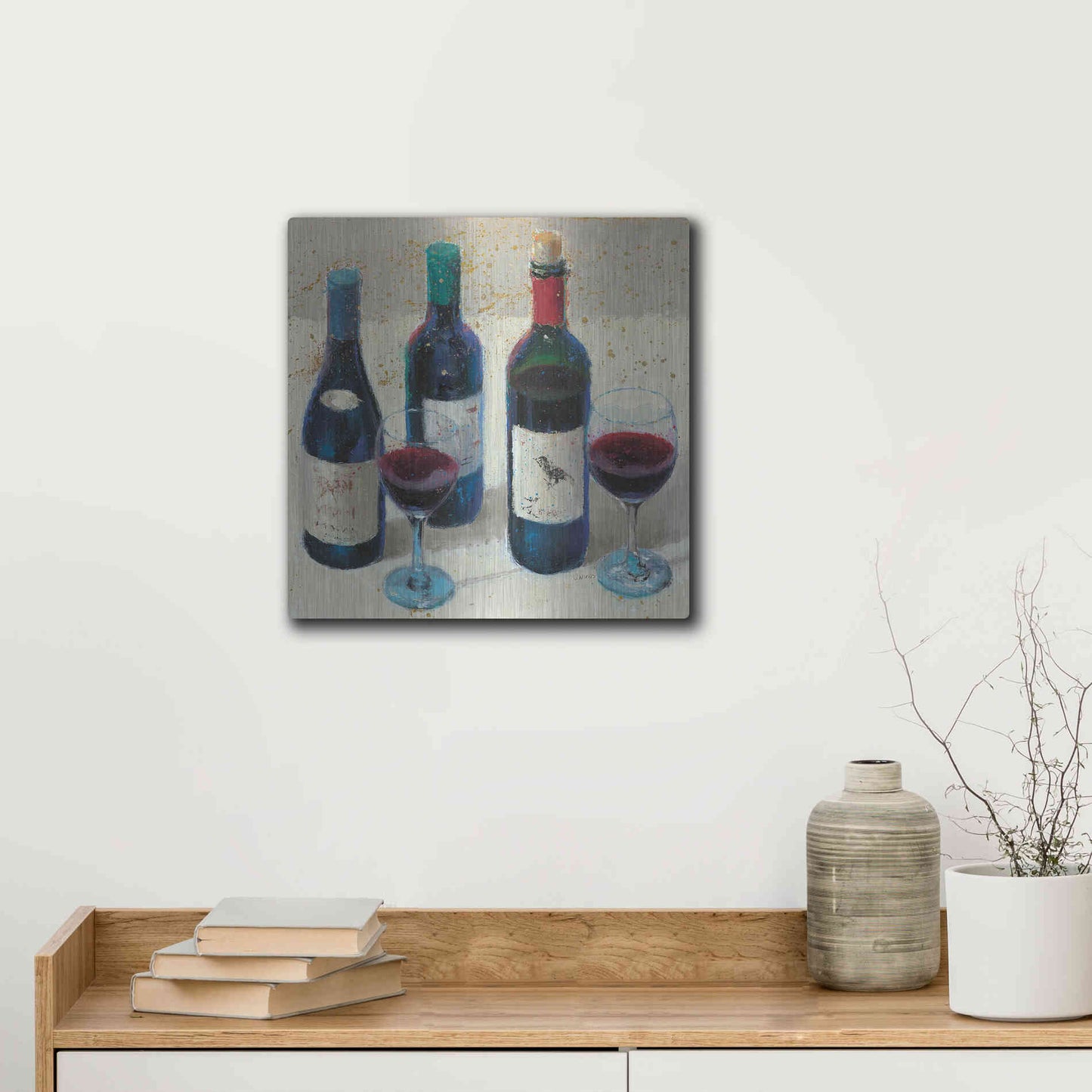Luxe Metal Art 'Wine Bouquet Light' by James Wiens, Metal Wall Art,12x12