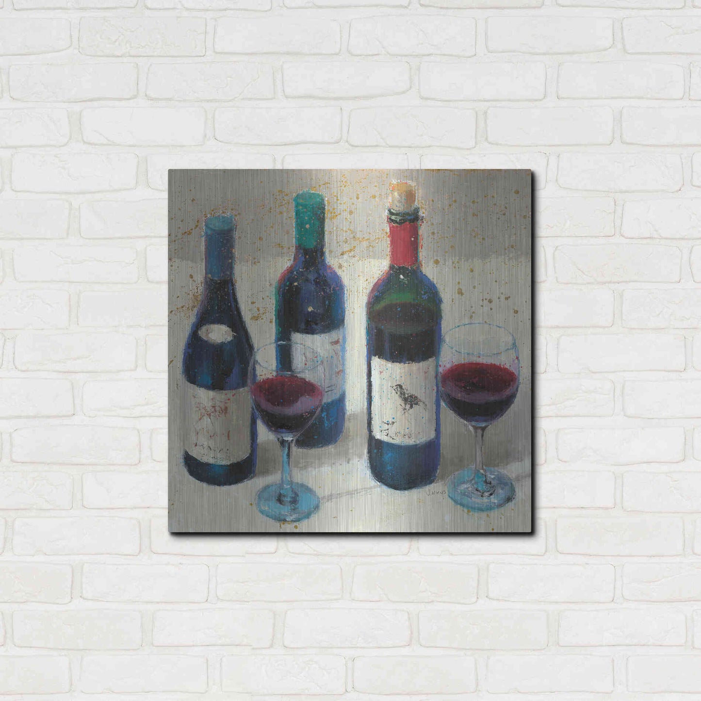 Luxe Metal Art 'Wine Bouquet Light' by James Wiens, Metal Wall Art,24x24