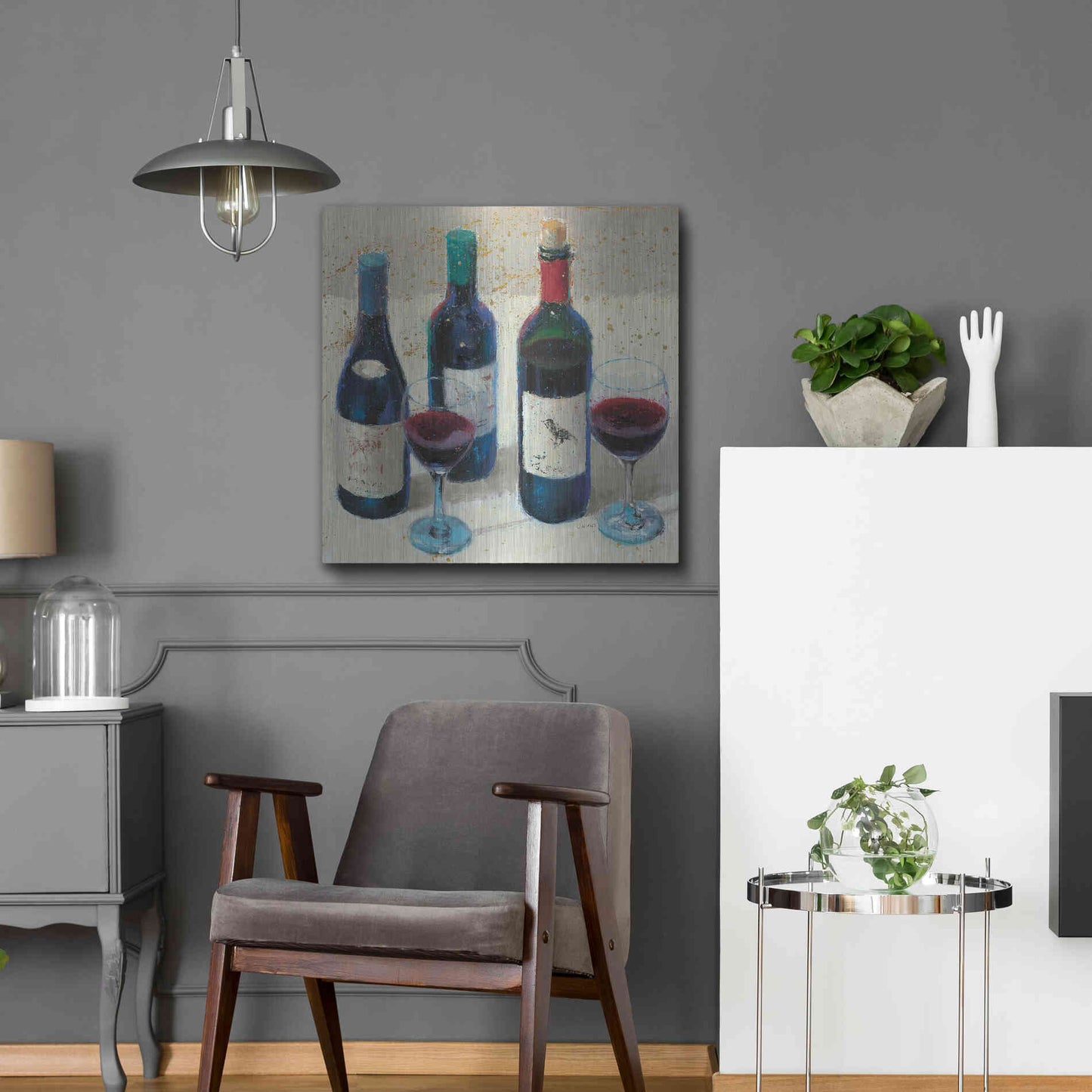 Luxe Metal Art 'Wine Bouquet Light' by James Wiens, Metal Wall Art,24x24