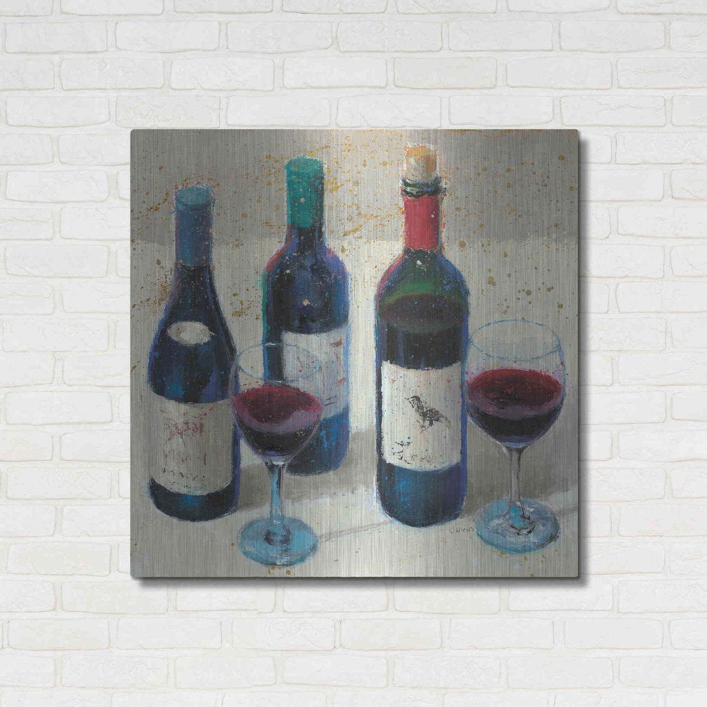Luxe Metal Art 'Wine Bouquet Light' by James Wiens, Metal Wall Art,36x36