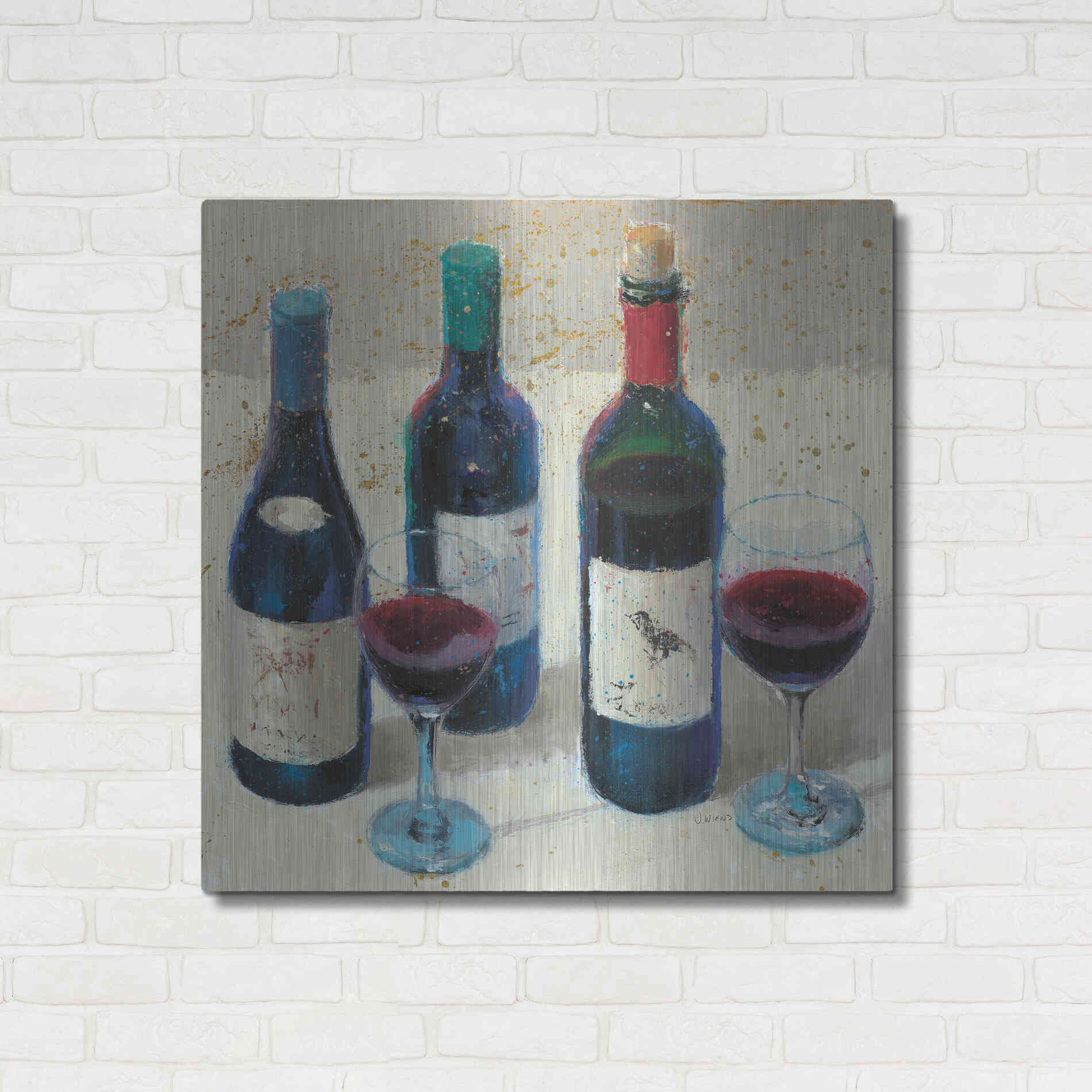 Luxe Metal Art 'Wine Bouquet Light' by James Wiens, Metal Wall Art,36x36