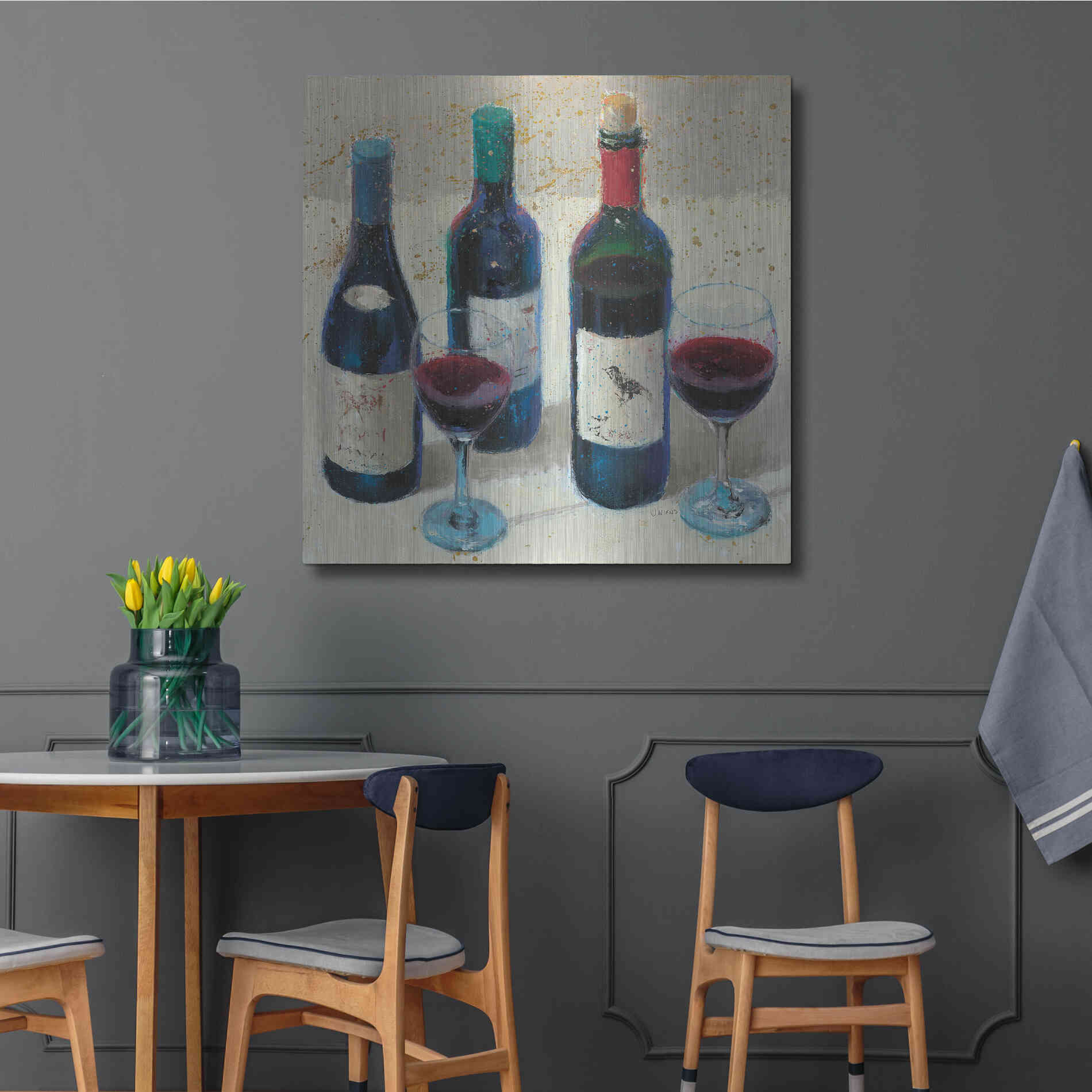 Luxe Metal Art 'Wine Bouquet Light' by James Wiens, Metal Wall Art,36x36