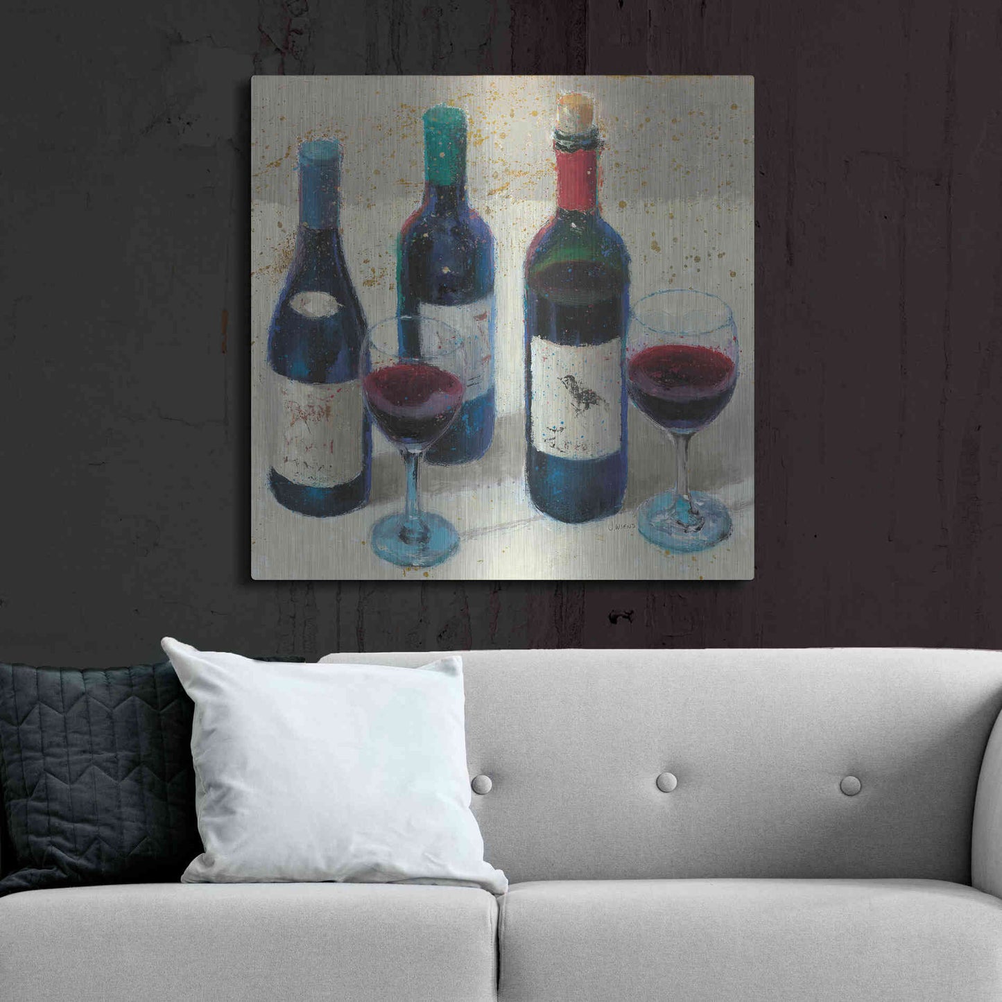 Luxe Metal Art 'Wine Bouquet Light' by James Wiens, Metal Wall Art,36x36