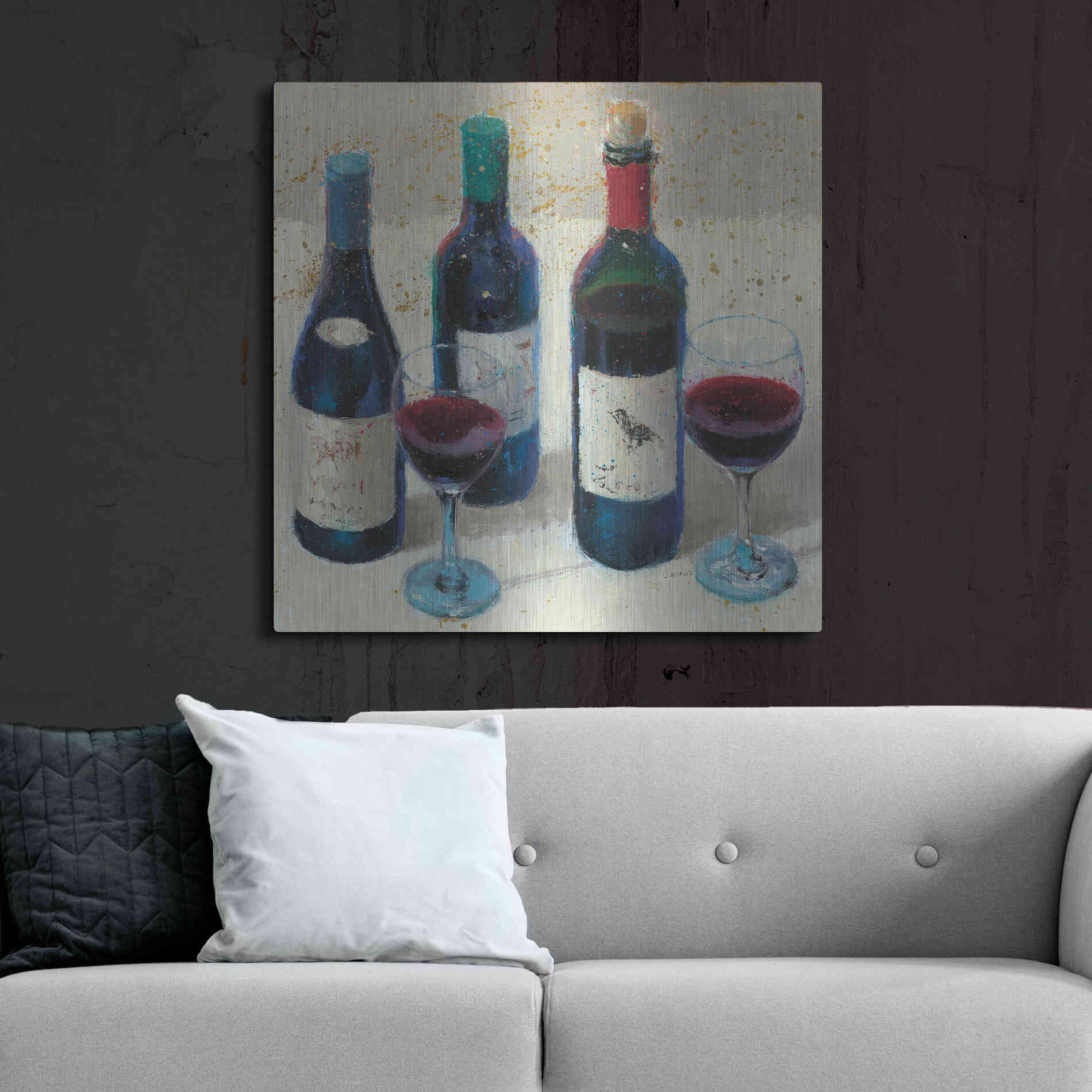 Luxe Metal Art 'Wine Bouquet Light' by James Wiens, Metal Wall Art,36x36