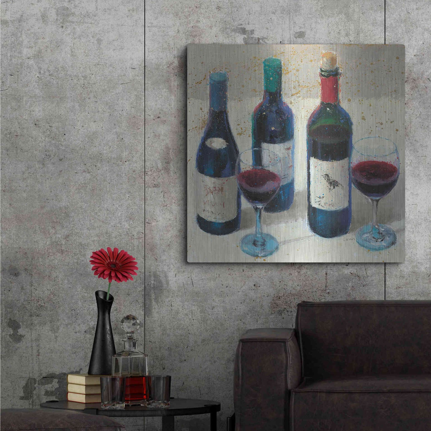Luxe Metal Art 'Wine Bouquet Light' by James Wiens, Metal Wall Art,36x36