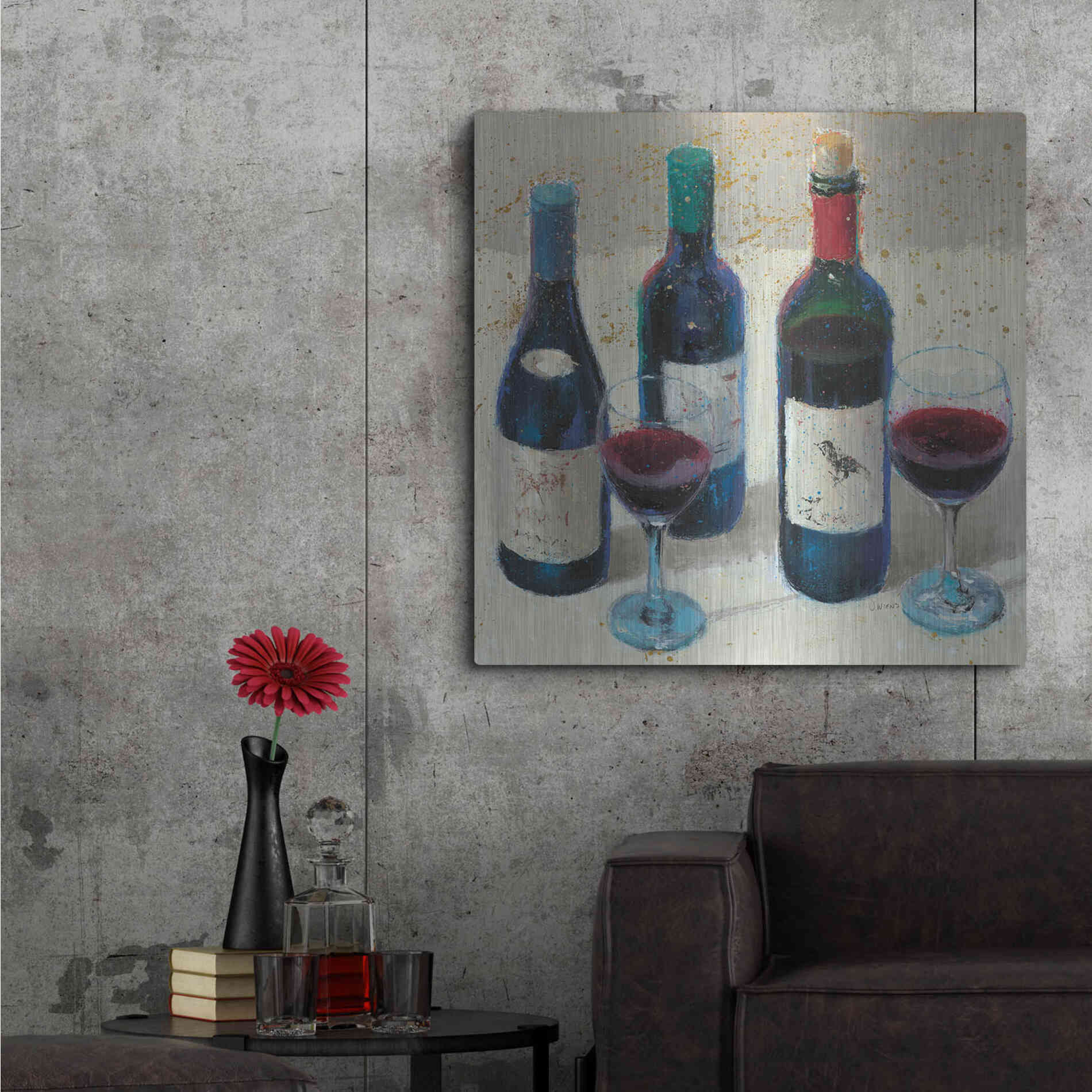 Luxe Metal Art 'Wine Bouquet Light' by James Wiens, Metal Wall Art,36x36