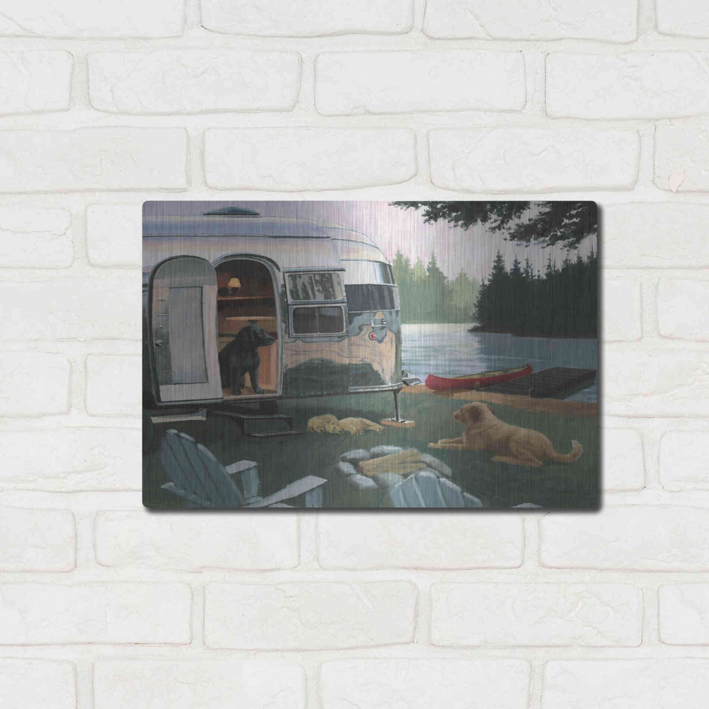 Luxe Metal Art 'Canine Camp' by James Wiens, Metal Wall Art,16x12