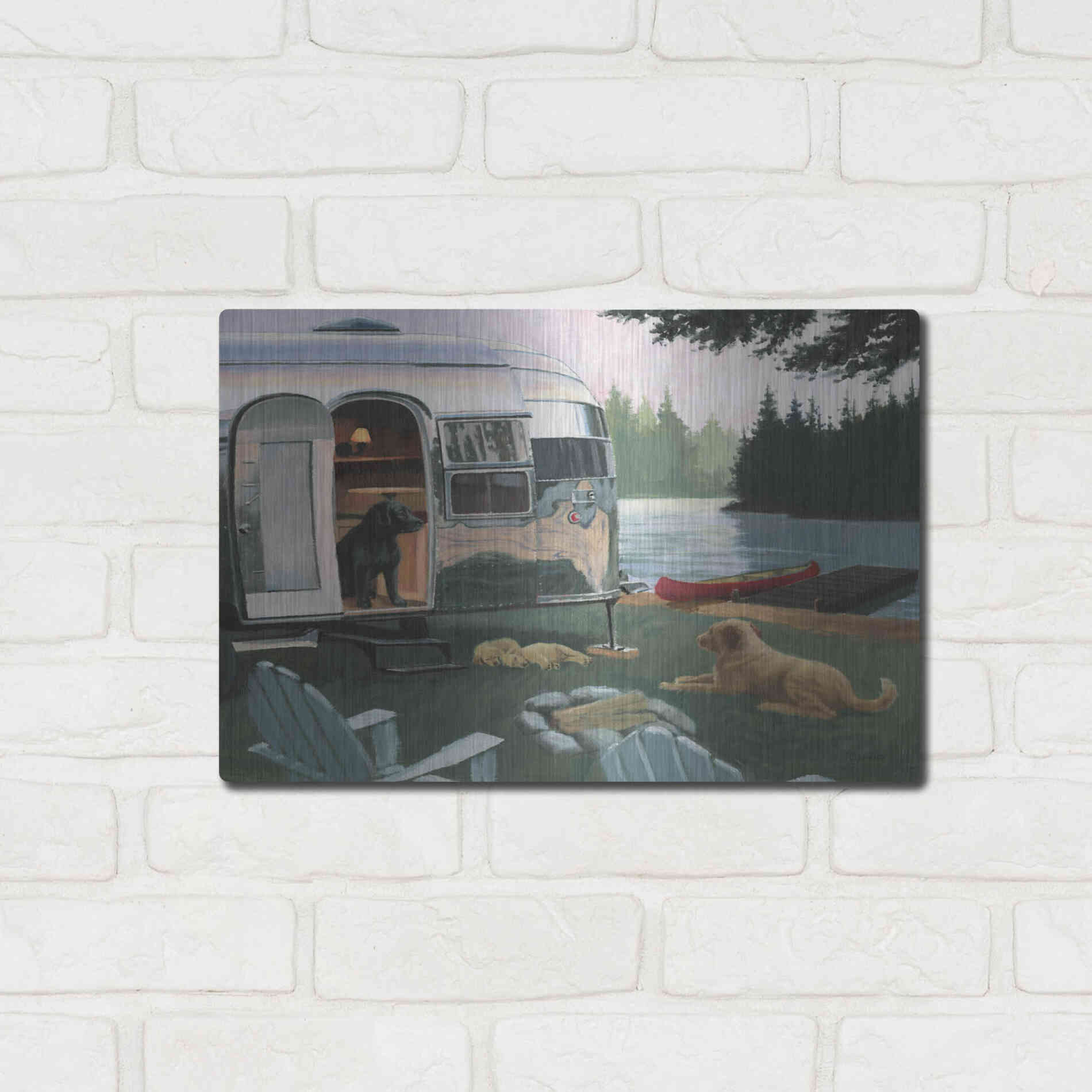 Luxe Metal Art 'Canine Camp' by James Wiens, Metal Wall Art,16x12