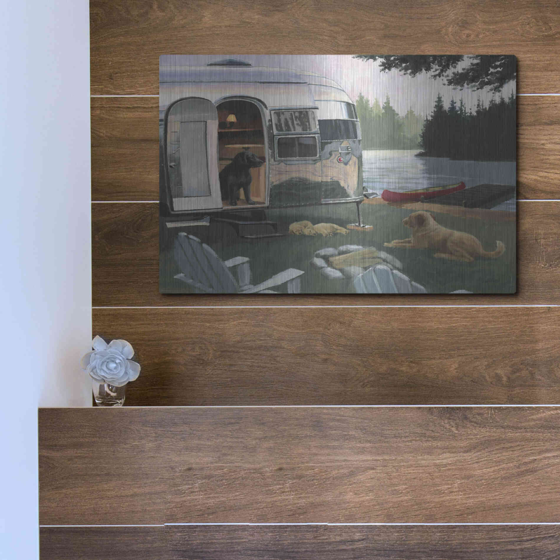 Luxe Metal Art 'Canine Camp' by James Wiens, Metal Wall Art,16x12