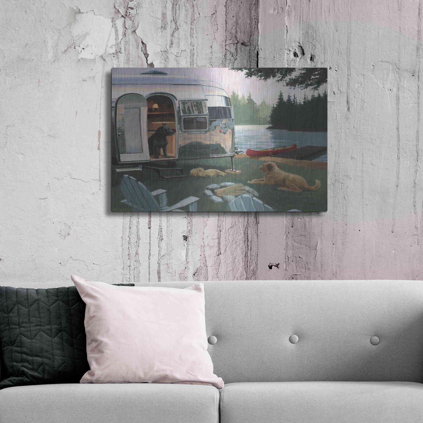 Luxe Metal Art 'Canine Camp' by James Wiens, Metal Wall Art,36x24