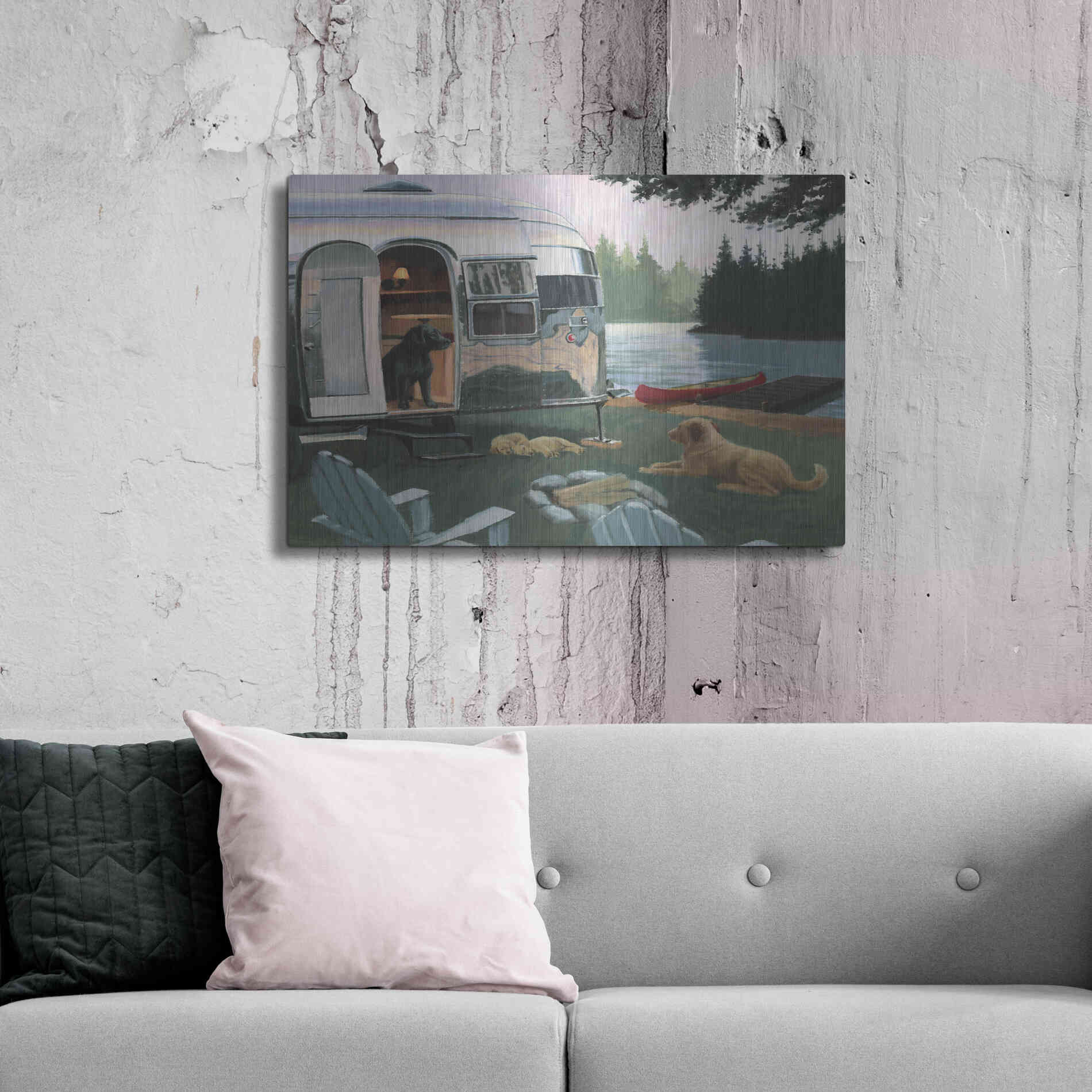 Luxe Metal Art 'Canine Camp' by James Wiens, Metal Wall Art,36x24