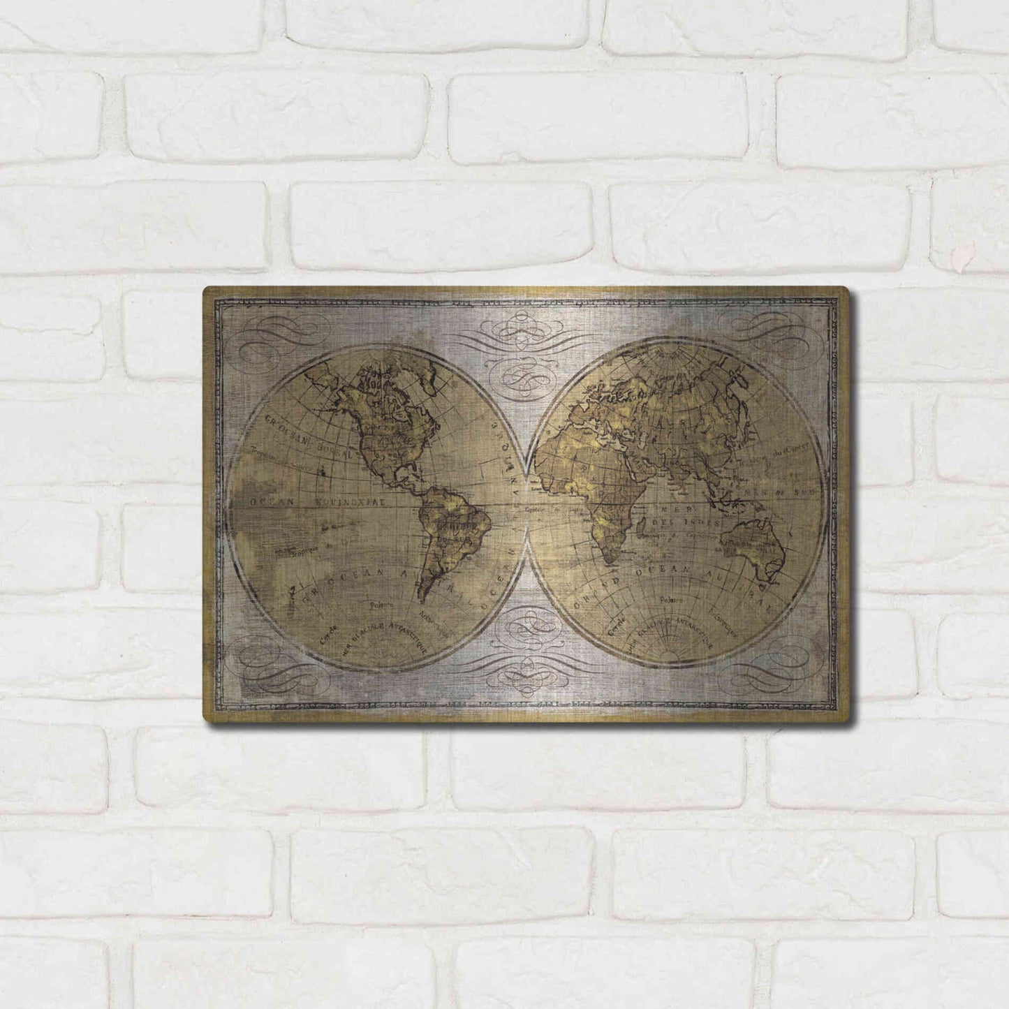 Luxe Metal Art 'Worldwide I' by James Wiens, Metal Wall Art,16x12