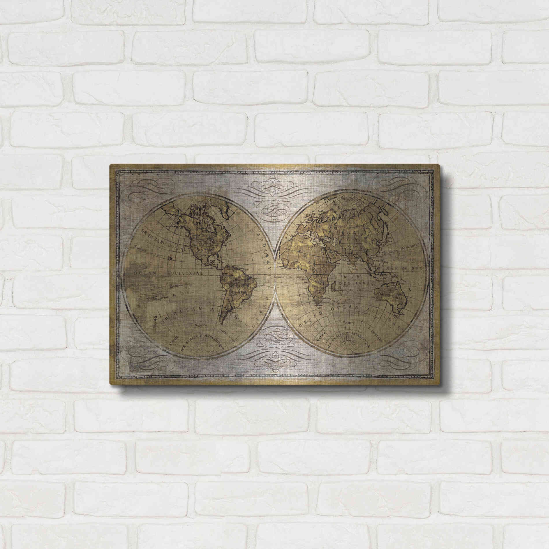 Luxe Metal Art 'Worldwide I' by James Wiens, Metal Wall Art,24x16