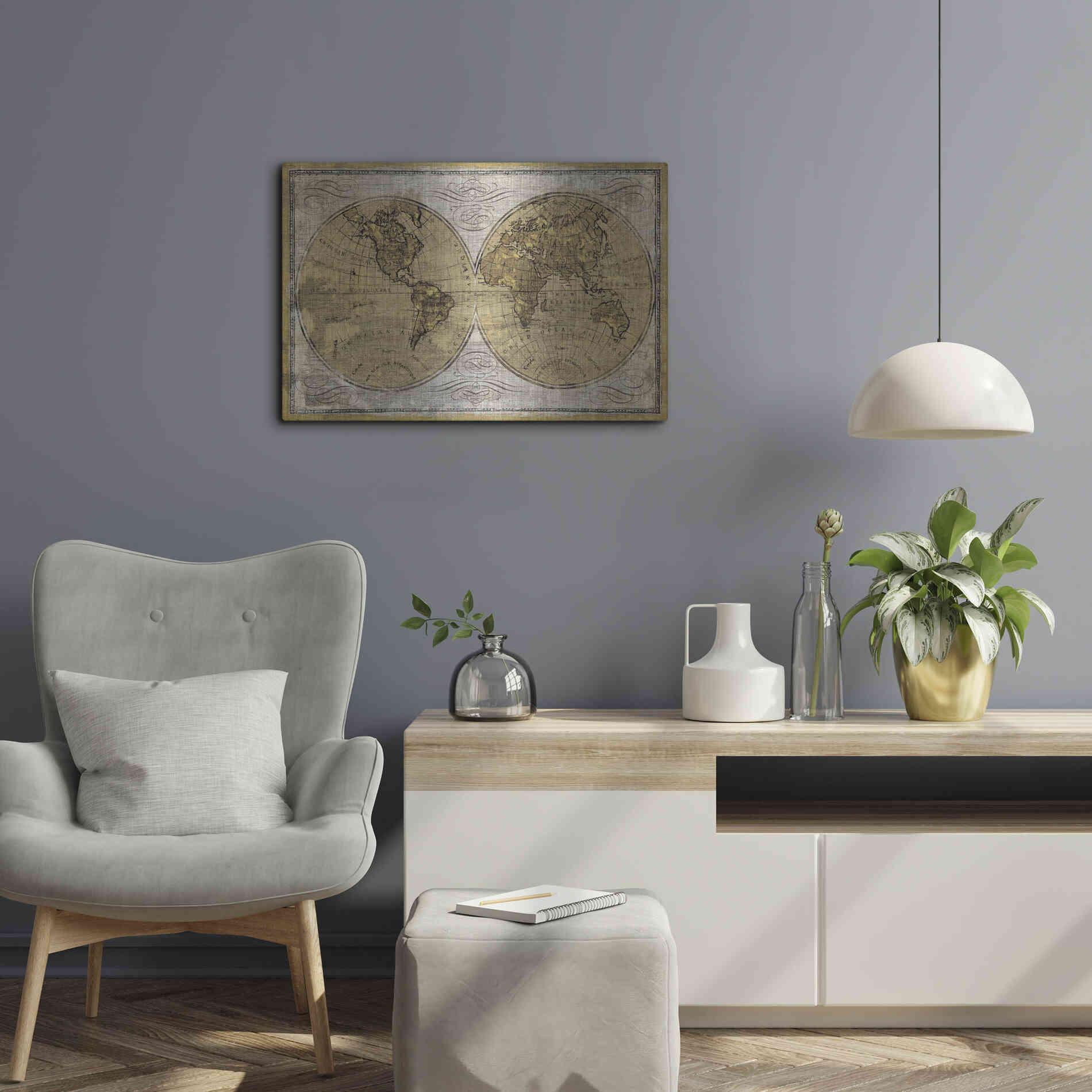 Luxe Metal Art 'Worldwide I' by James Wiens, Metal Wall Art,24x16