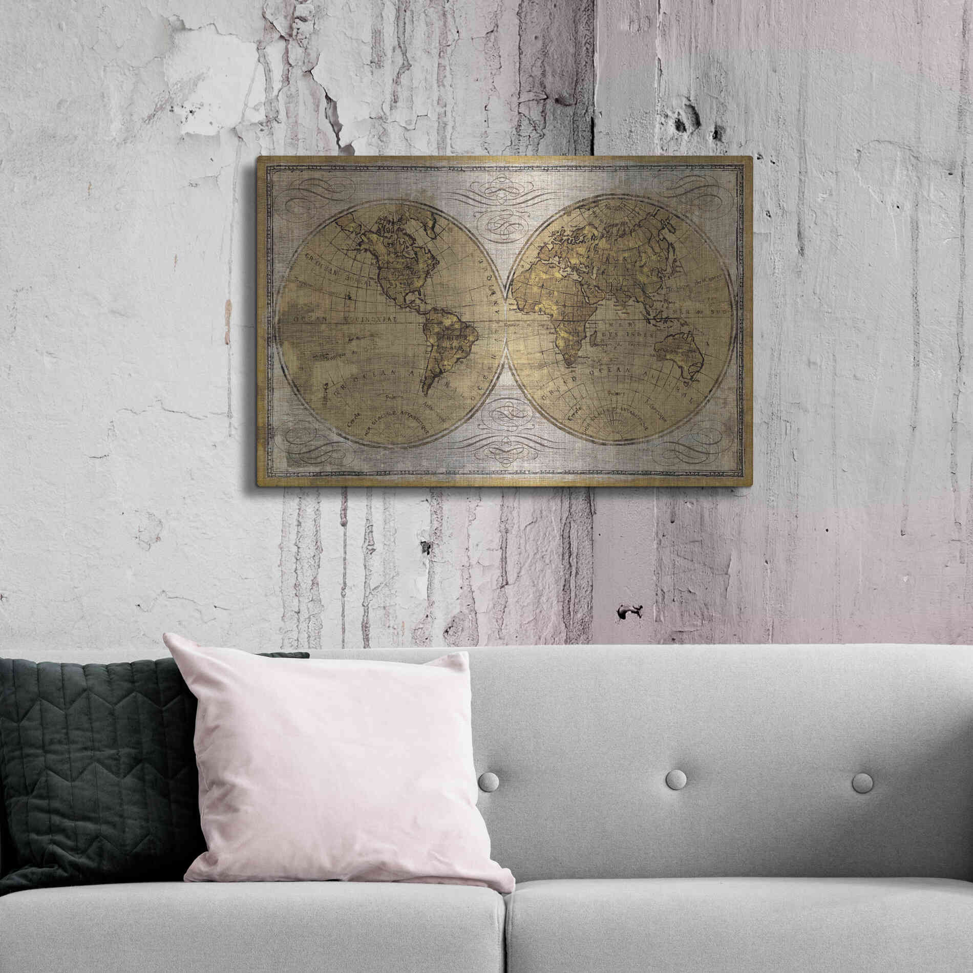 Luxe Metal Art 'Worldwide I' by James Wiens, Metal Wall Art,36x24