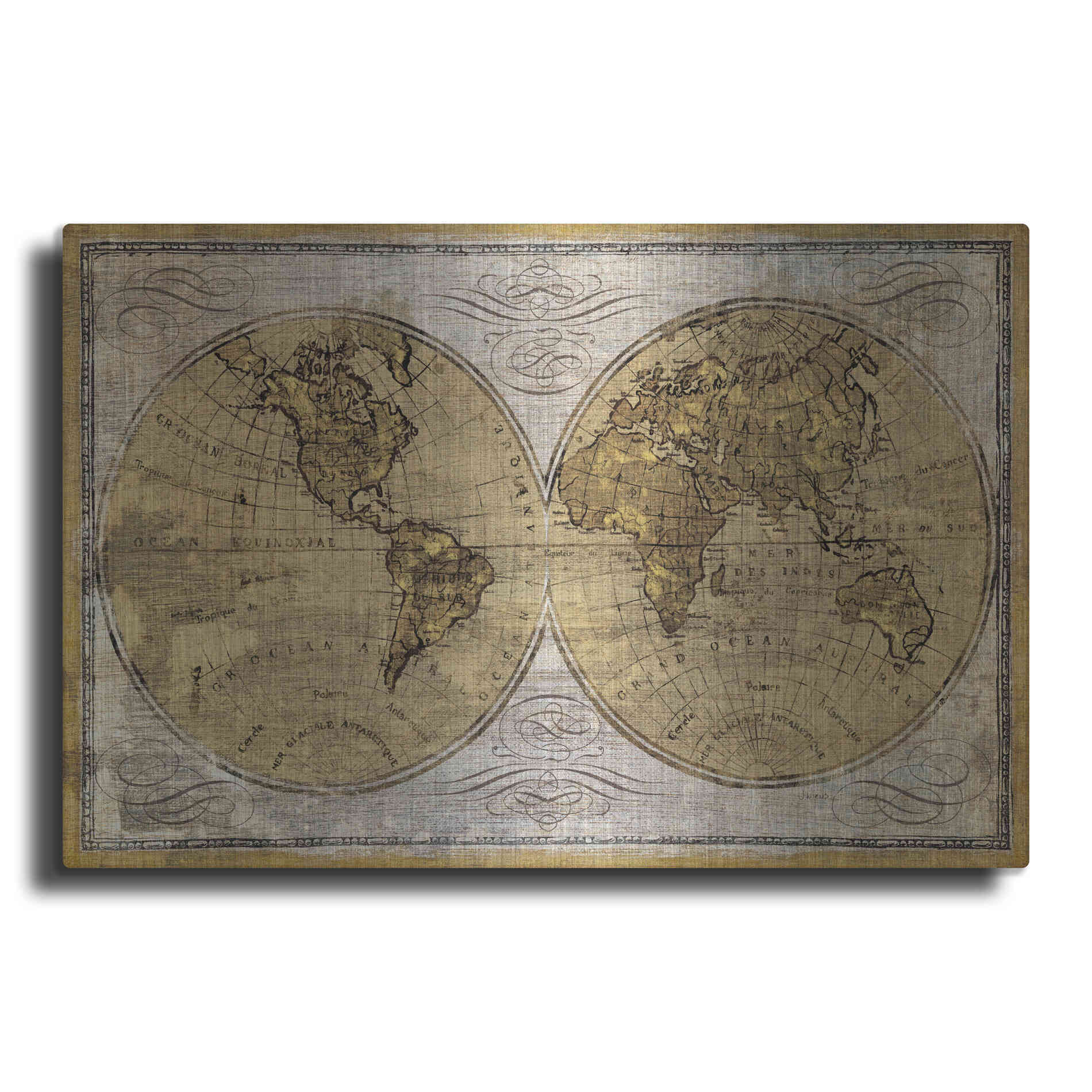 Luxe Metal Art 'Worldwide I' by James Wiens, Metal Wall Art