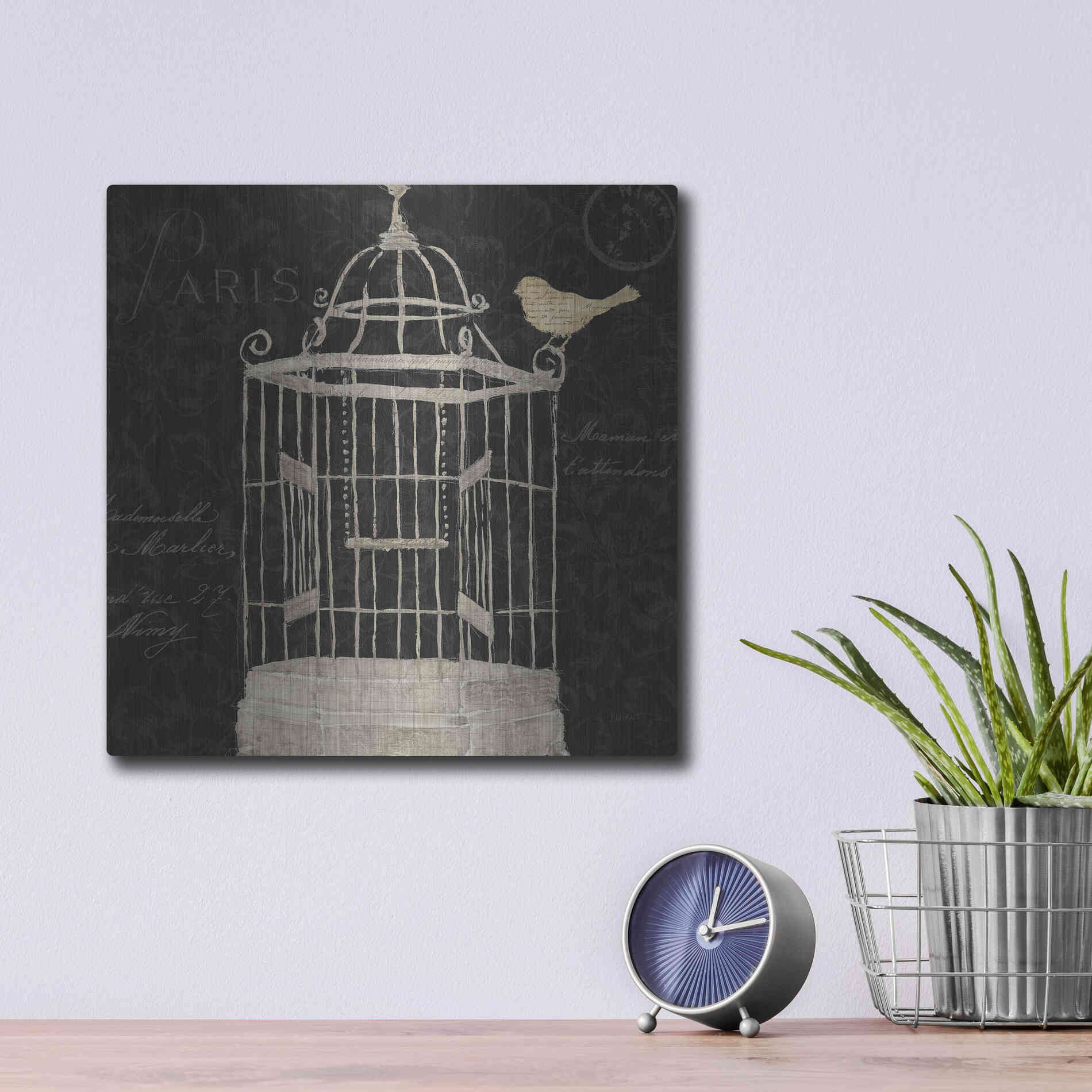 Luxe Metal Art 'Via Paris III' by James Wiens, Metal Wall Art,12x12